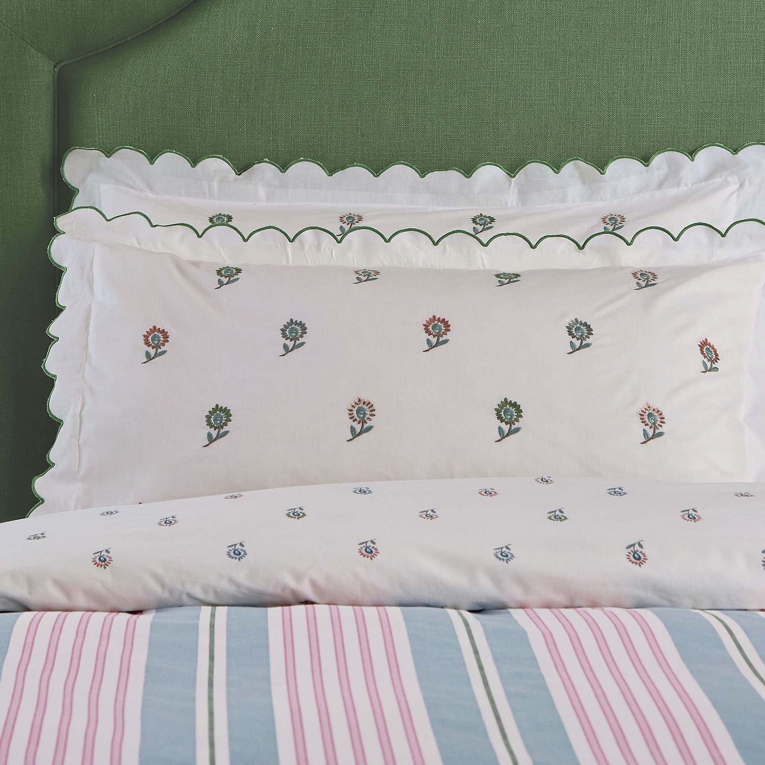 Joules 2 Pack Come Rain Or Shine Oxford Pillowcases - White Mix - Available at M&S
