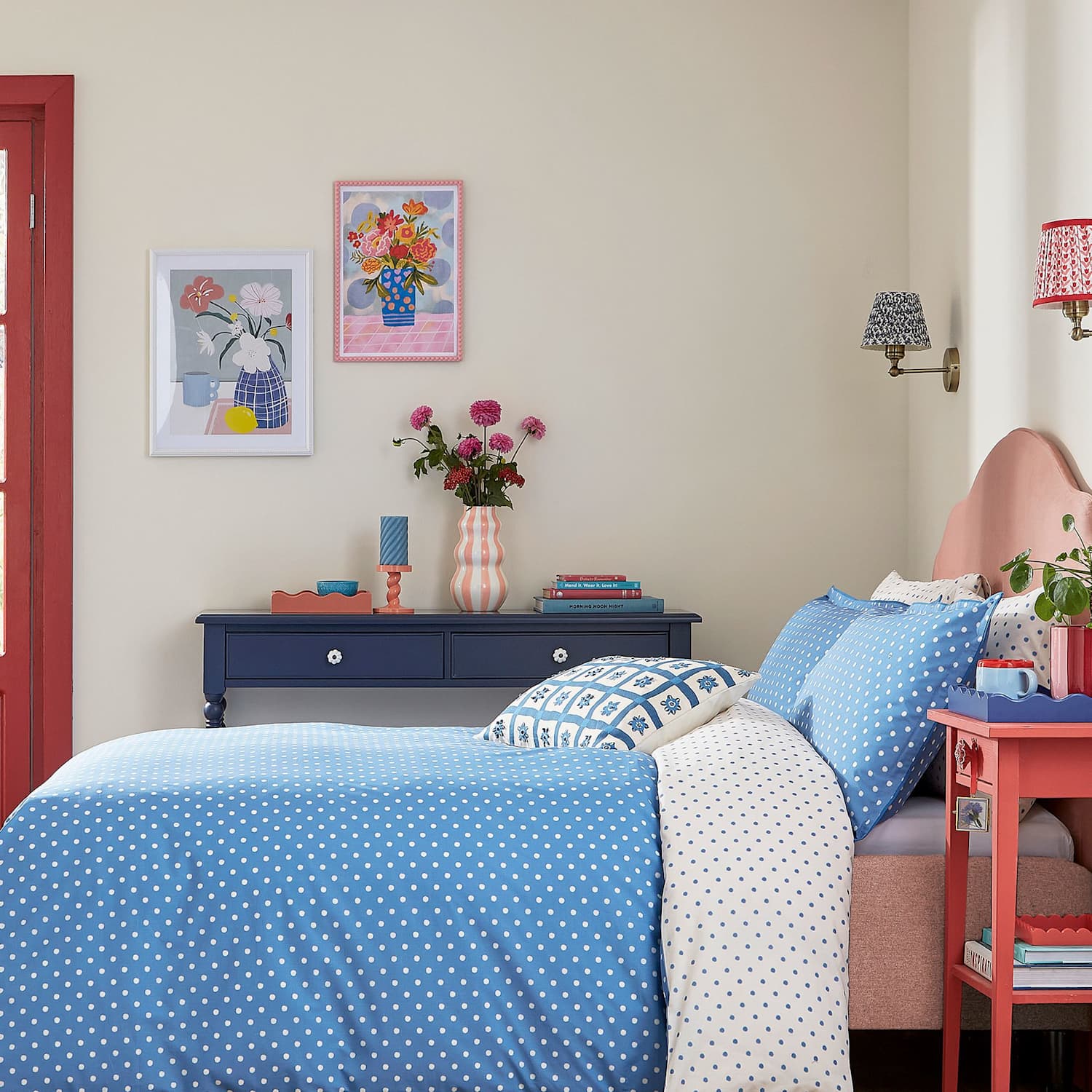 Land & Shore Pure Cotton Sora Bedding Set - Single (3 ft) - Blue Mix - Available at M&S