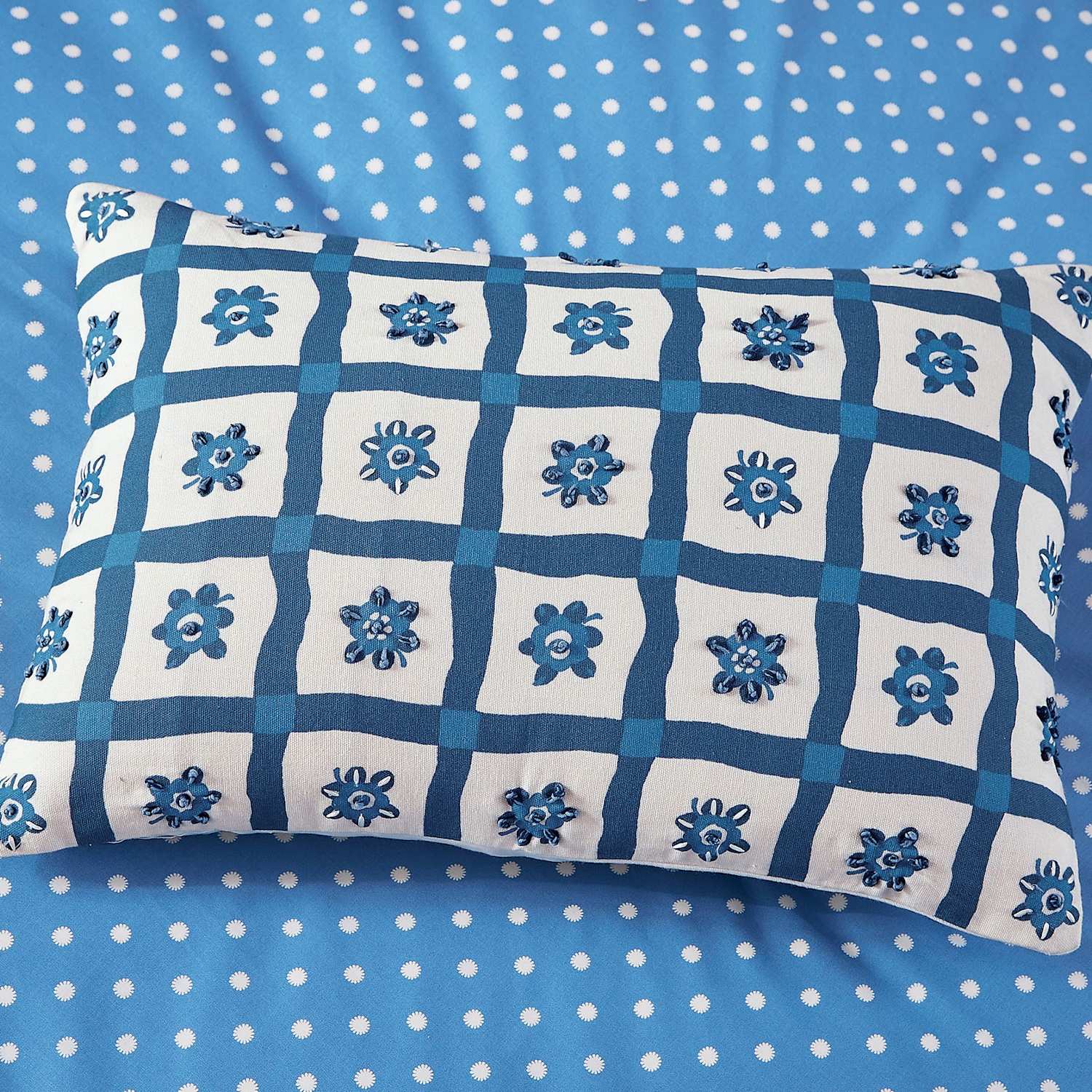 Land & Shore Sora Cushion - Blue Mix - Available at M&S