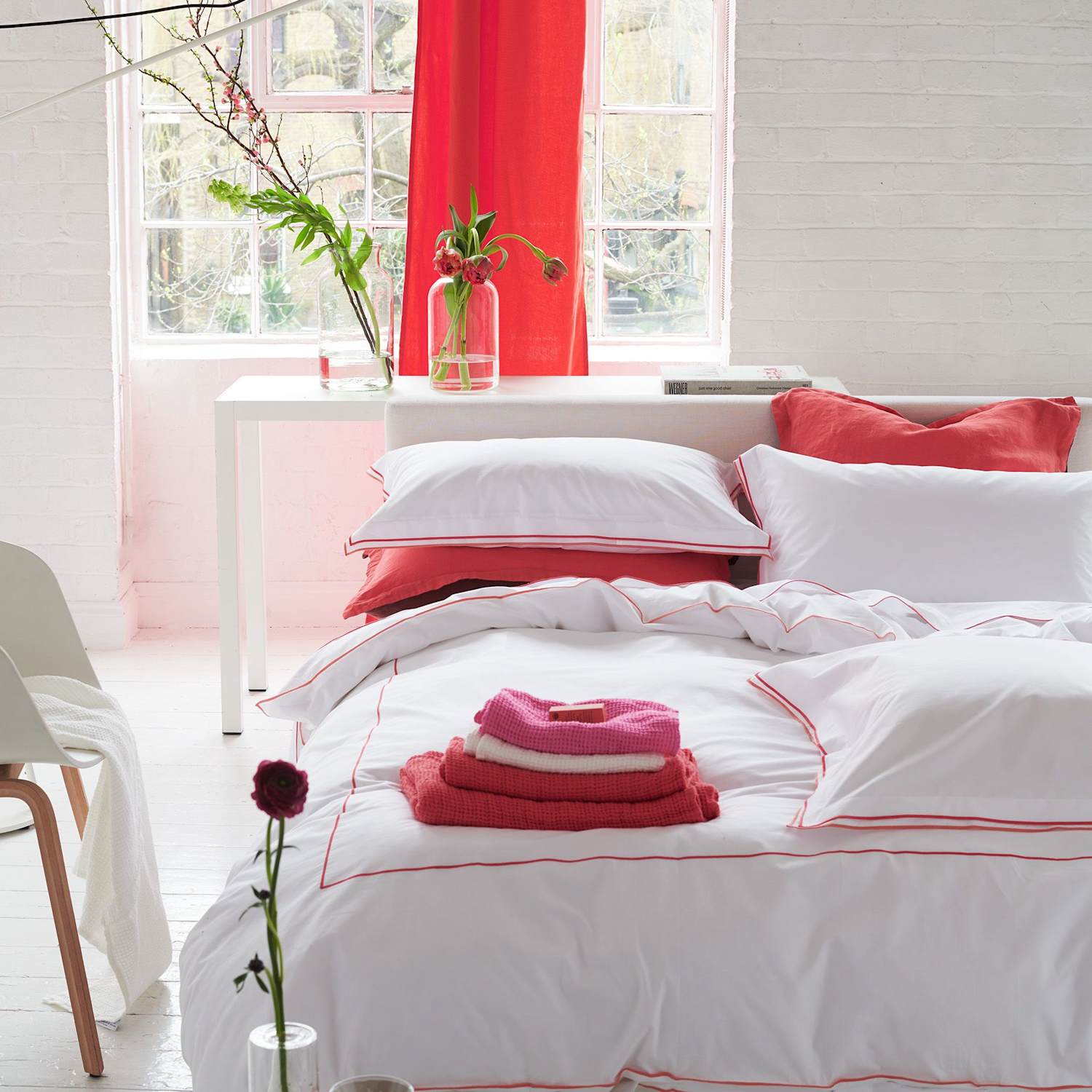 Designers Guild Pure Cotton Astor Bedding Set - Single (3 ft) - Pink Mix - Available at M&S