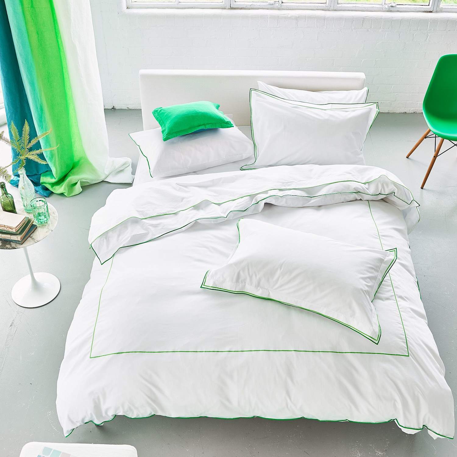 Designers Guild Pure Cotton Astor Bedding Set - Single (3 ft) - Green Mix - Available at M&S