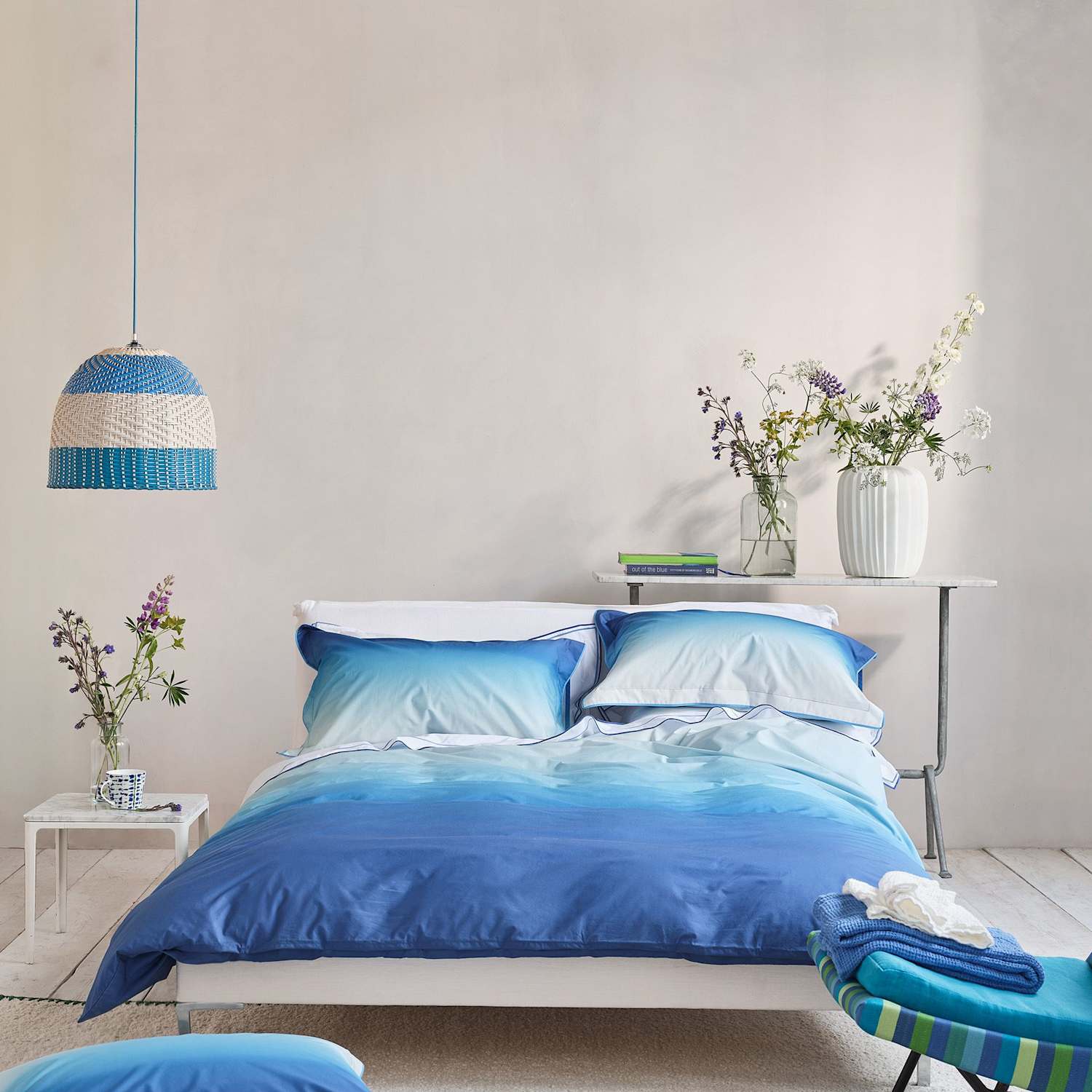 Designers Guild Pure Cotton Savoie Bedding Set - Double (4 ft 6) - Blue Mix - Available at M&S