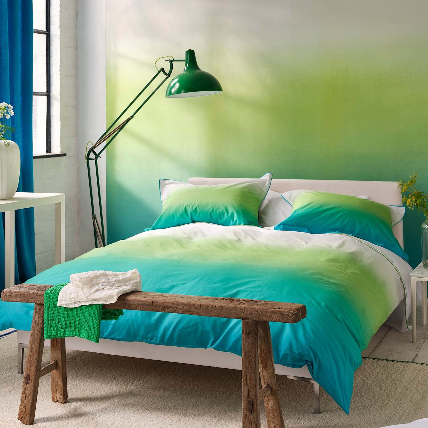 Designers Guild Pure Cotton Savoie Bedding Set - Double (4 ft 6) - Green Mix - Available at M&S