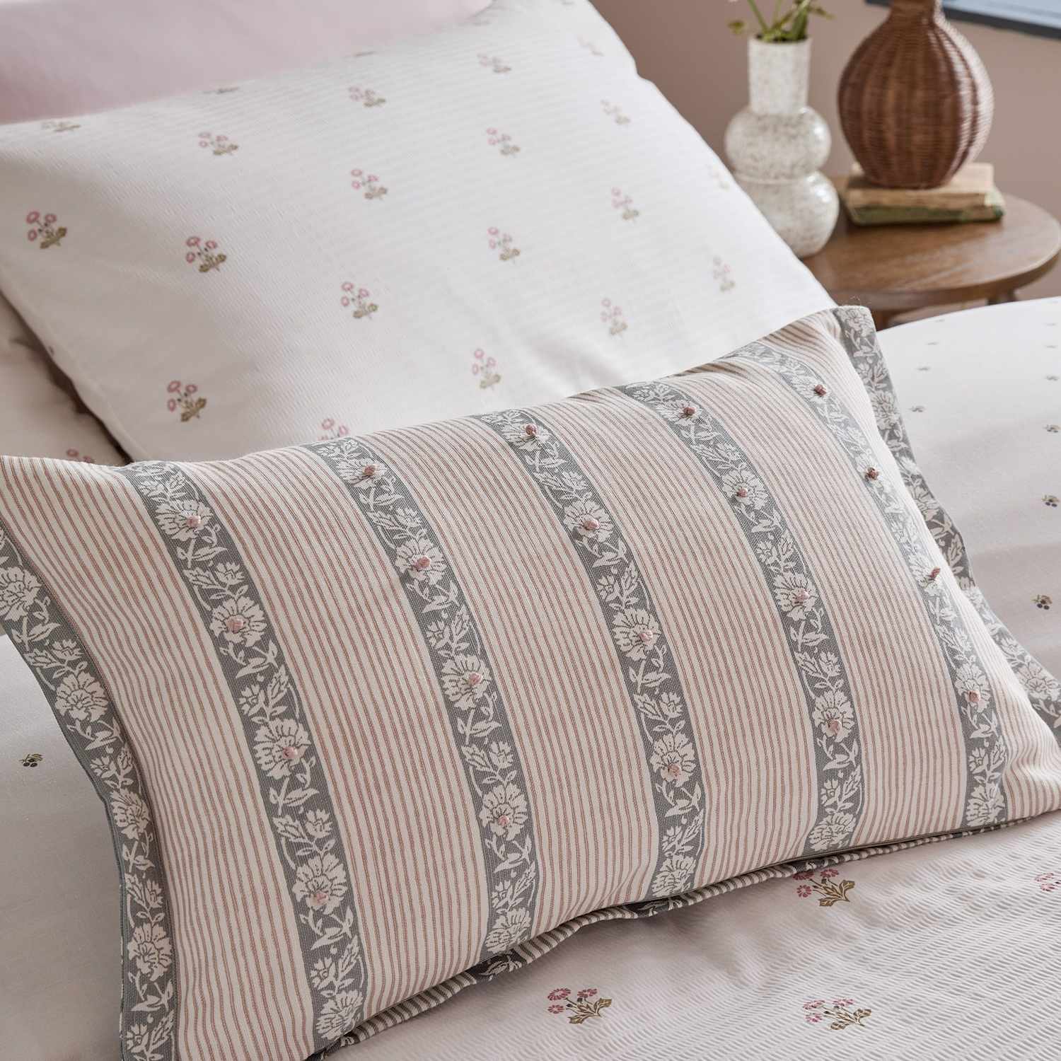 Laura Ashley Pure Cotton Semington Cushion - Blue Mix - Available at M&S