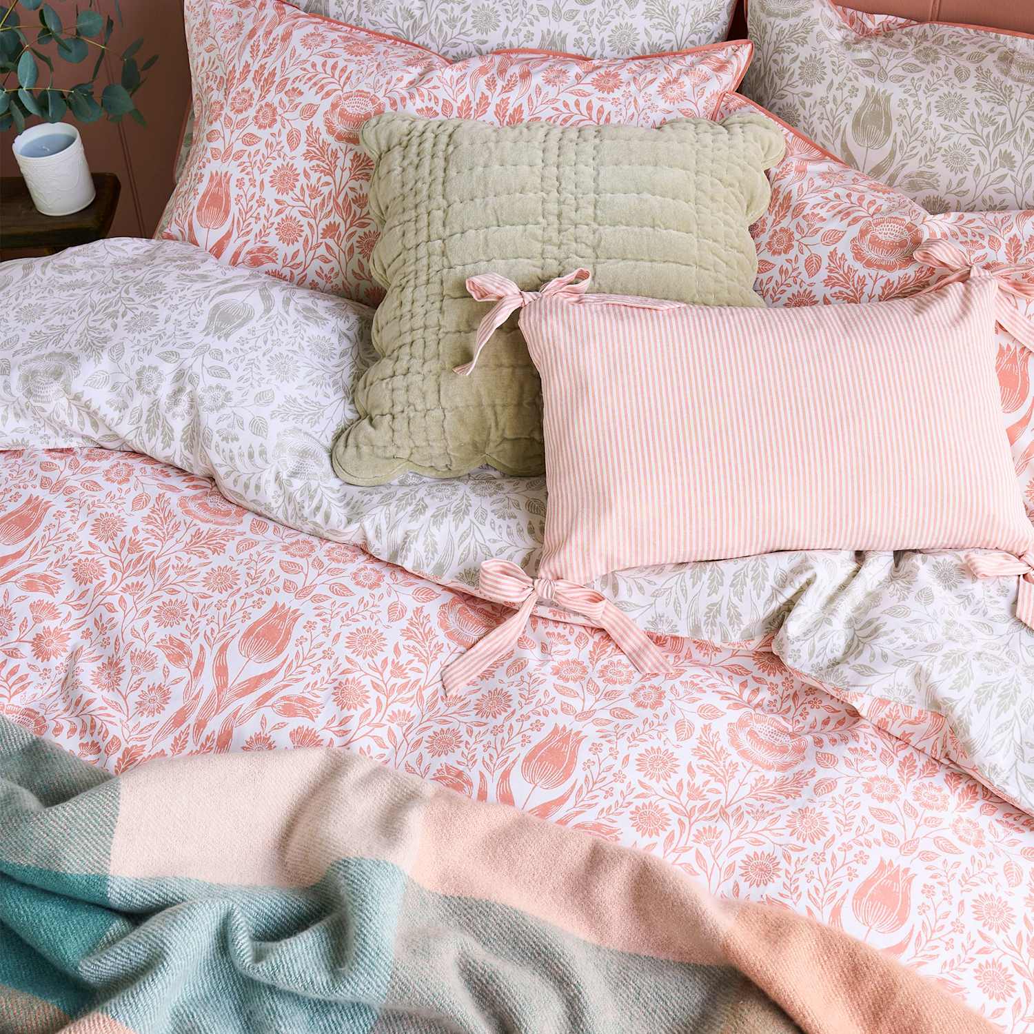 Laura Ashley Set Of 2 Ashstead Damask Pure Cotton Pillowcases - Natural Mix - Available at M&S