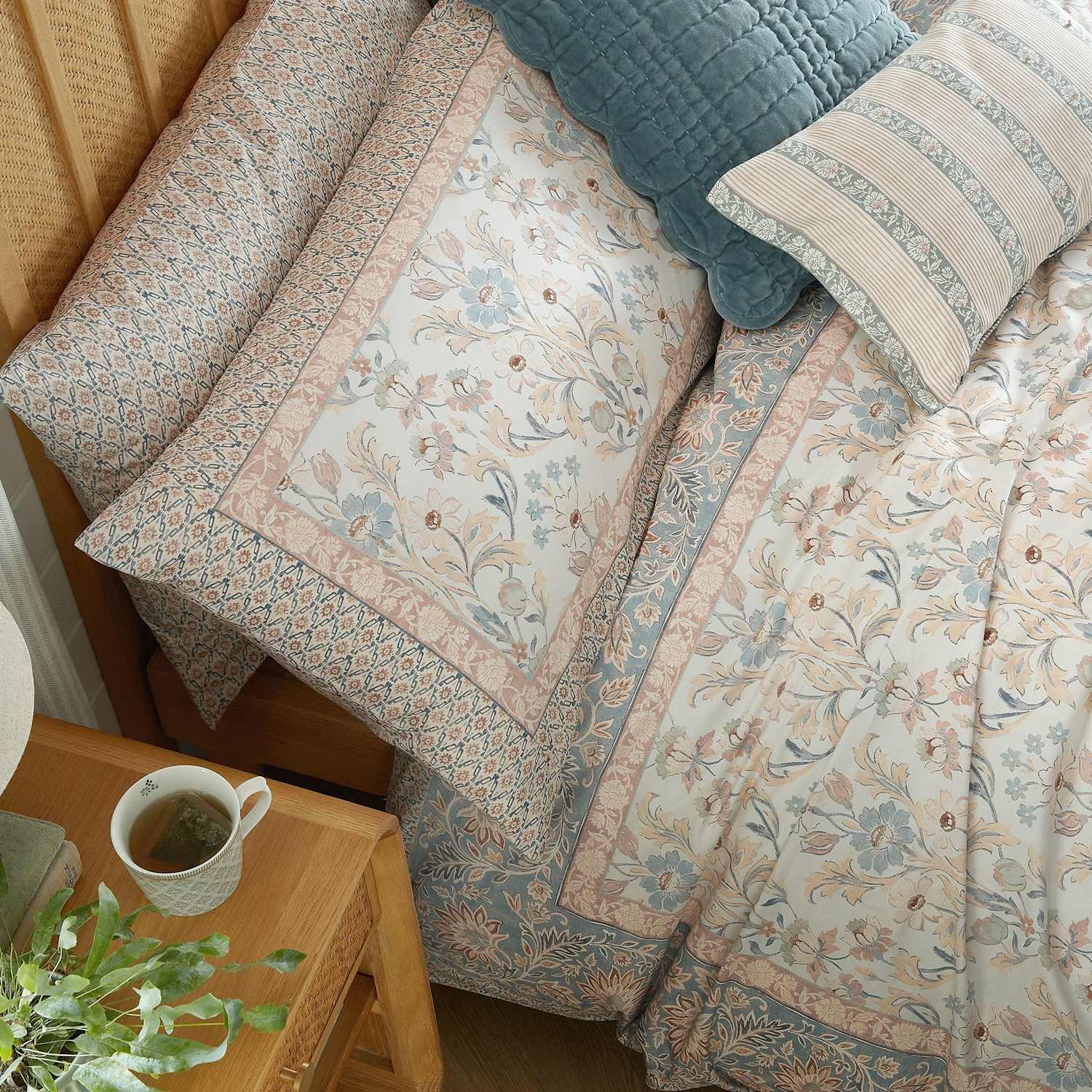 Laura Ashley Set of 2 Semington Pure Cotton Pillowcases - Light Pink Mix - Available at M&S