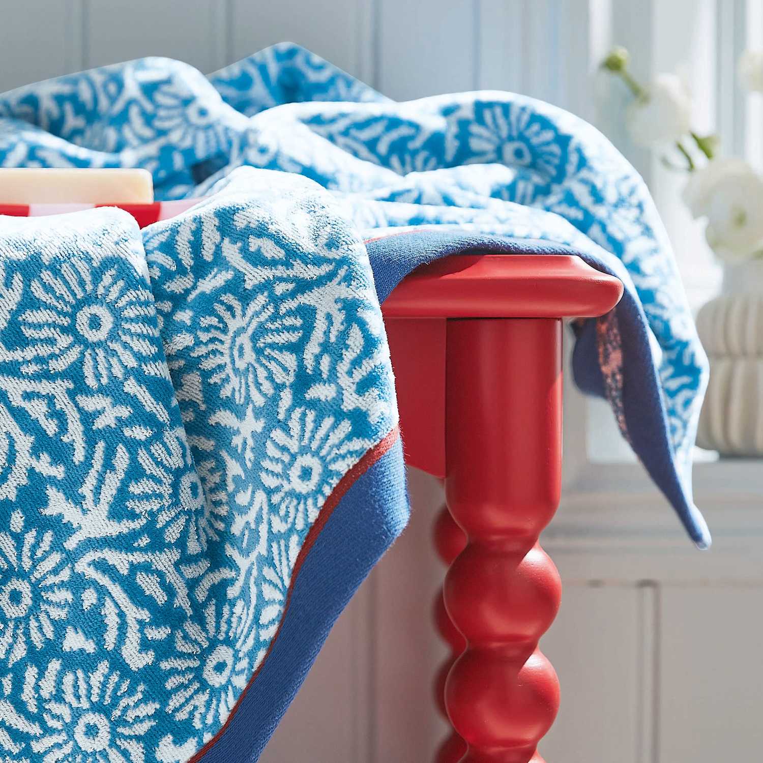 Land & Shore Pure Cotton Aster Towel - Hand Towel - Blue Mix - Available at M&S