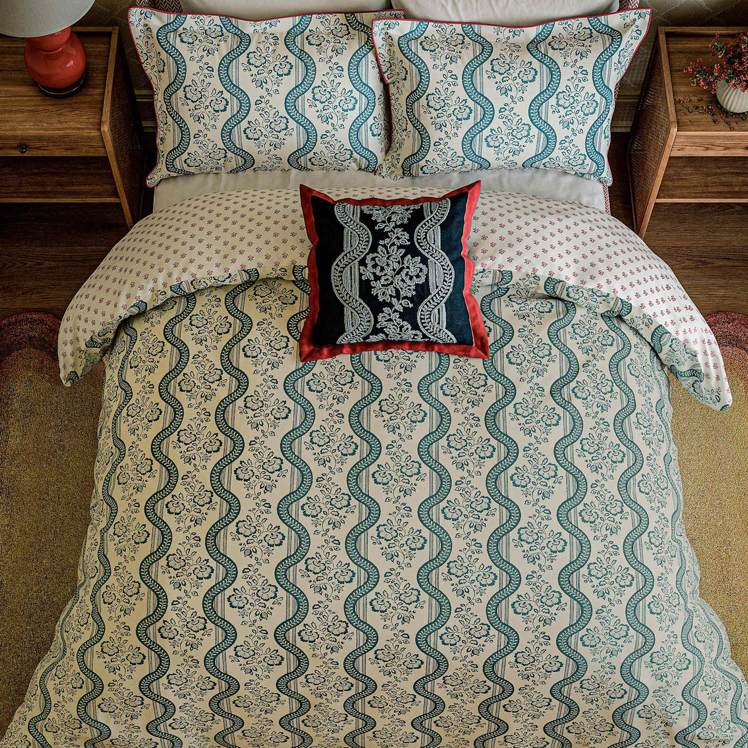 Sanderson Pure Cotton Aubrey Bedding Set - Double (4 ft 6) - Multi - Available at M&S