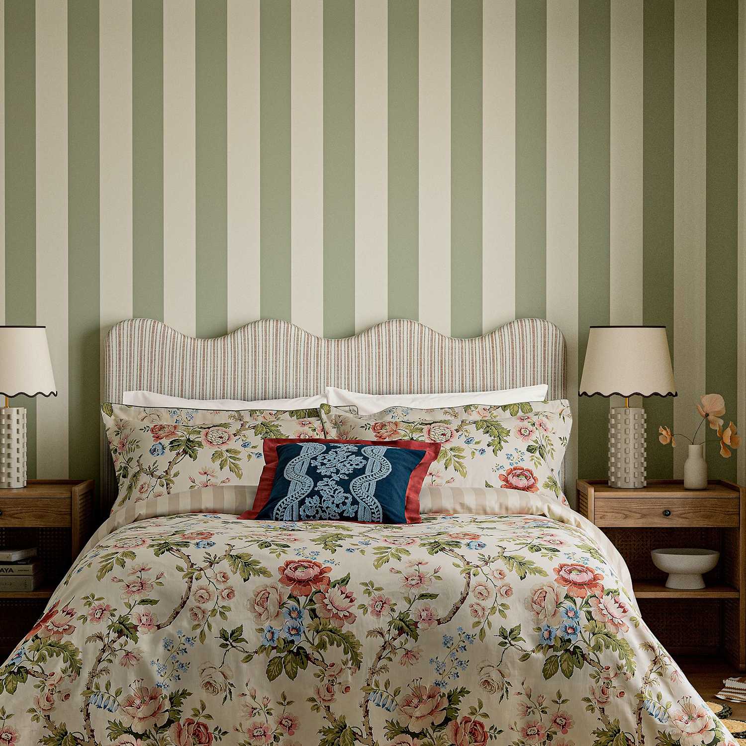 Sanderson Pure Cotton Hykenham Bedding Set - King Size (5 ft) - Multi - Available at M&S