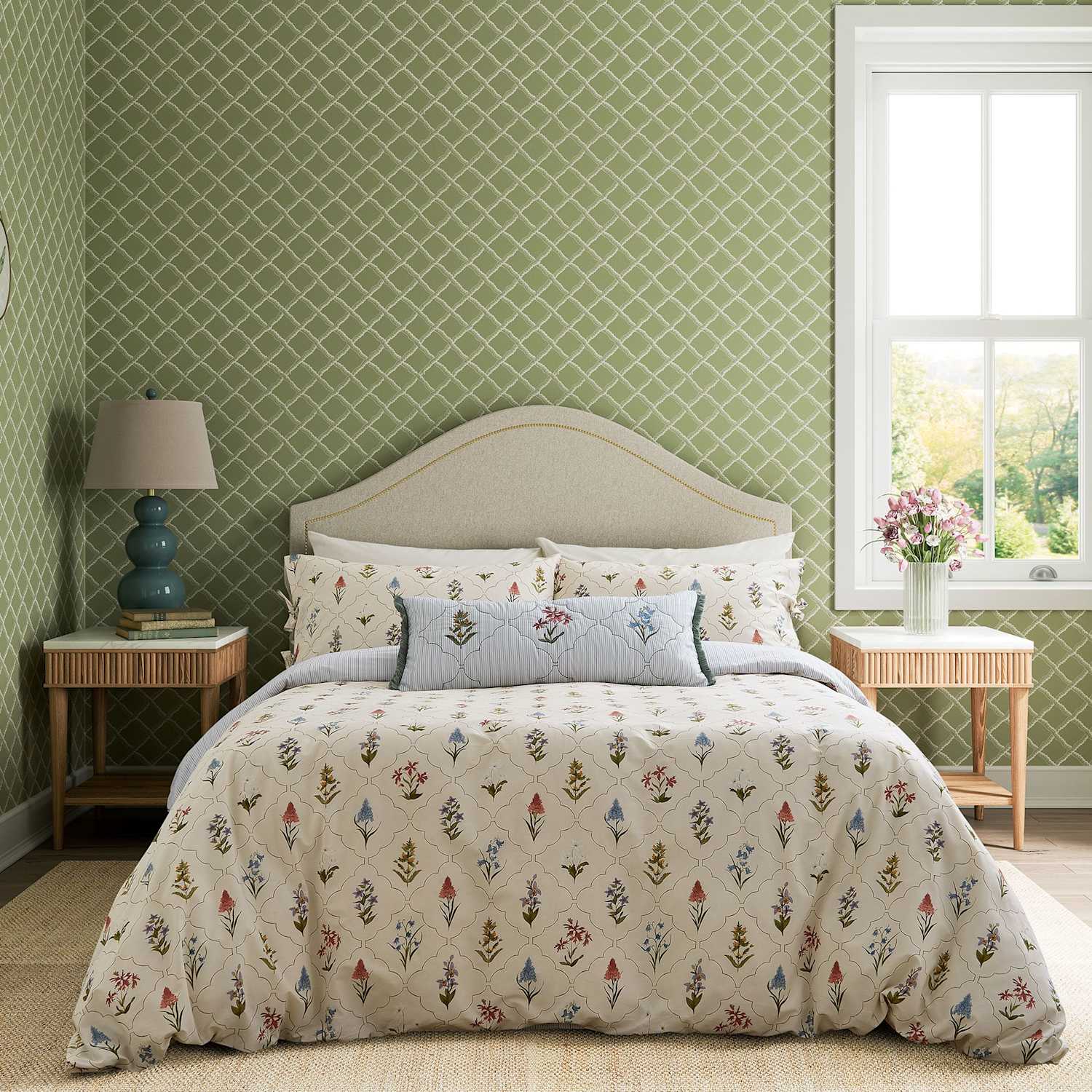 Sanderson Pure Cotton Spring Meadow Bedding Set - King Size (5 ft) - Cream Mix - Available at M&S