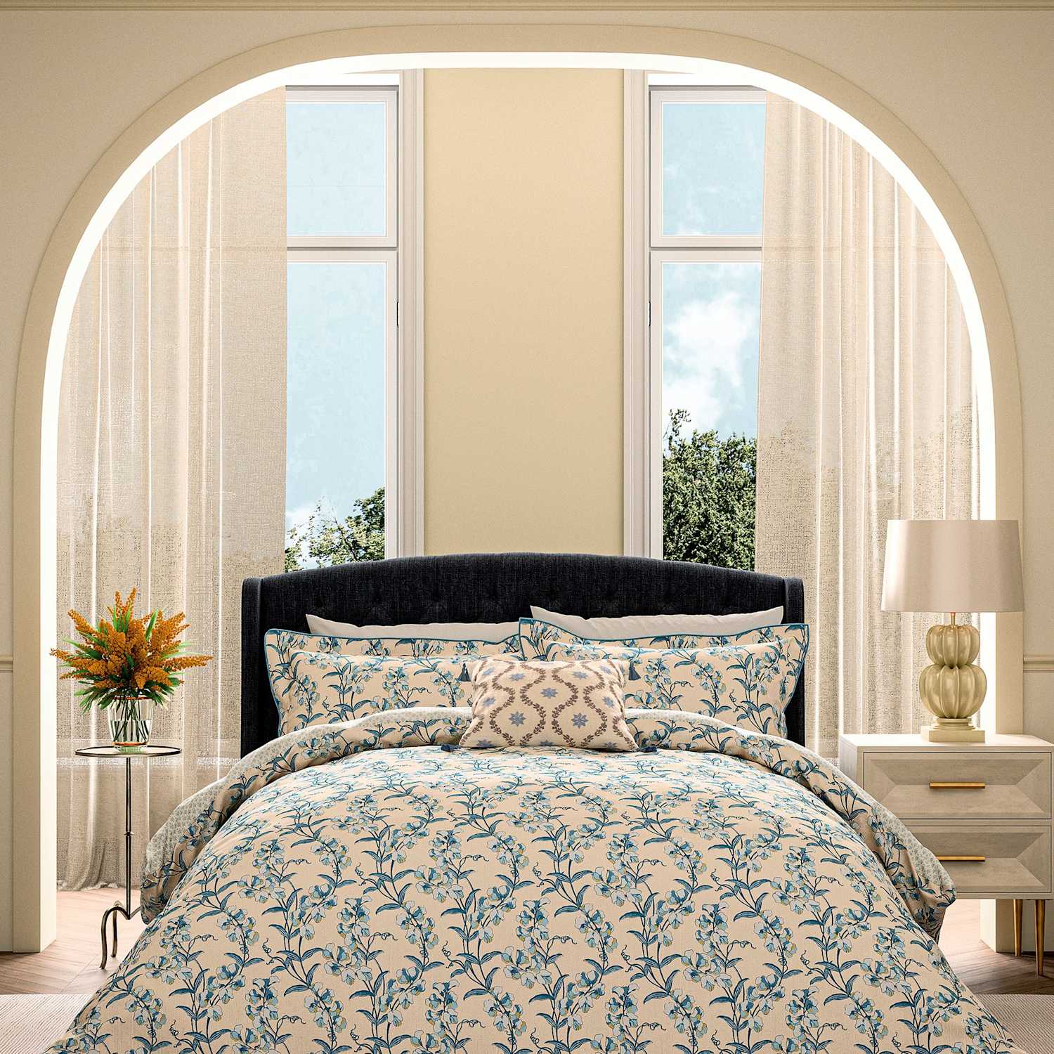 V&A Onslow Trellis Cushion - Cream Mix - Available at M&S