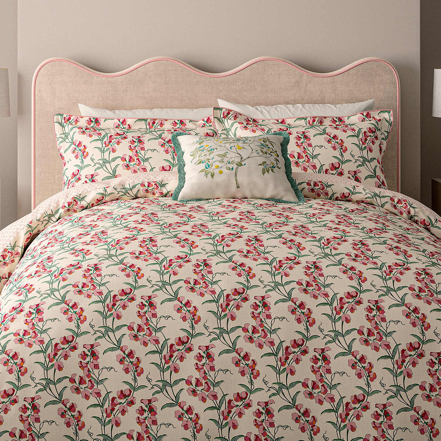 V&A Pure Cotton The Ornamental Tree Cushion - Cream Mix - Available at M&S