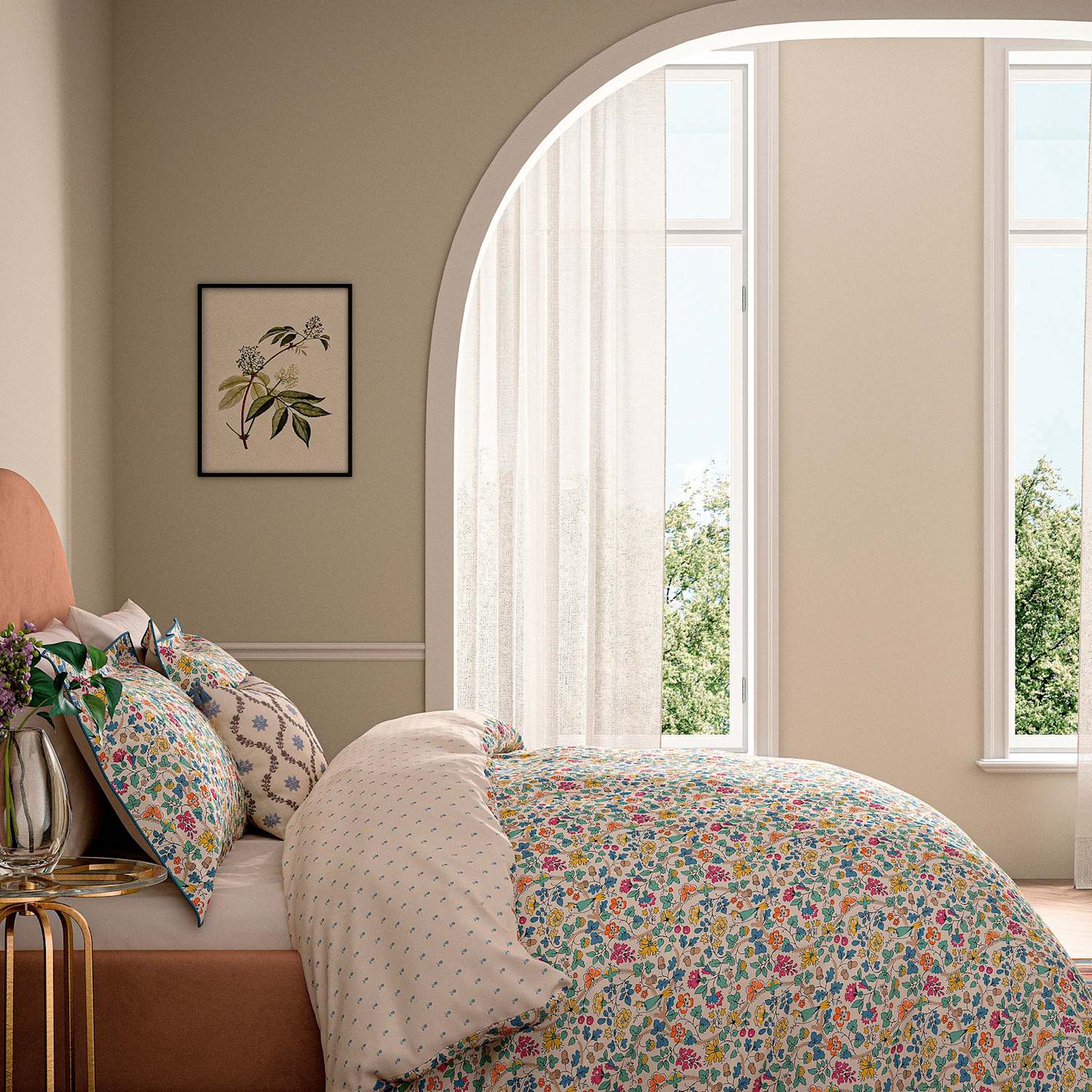 V&A Pure Cotton Bountiful Garden Bedding Set - Double (4 ft 6) - Multi - Available at M&S