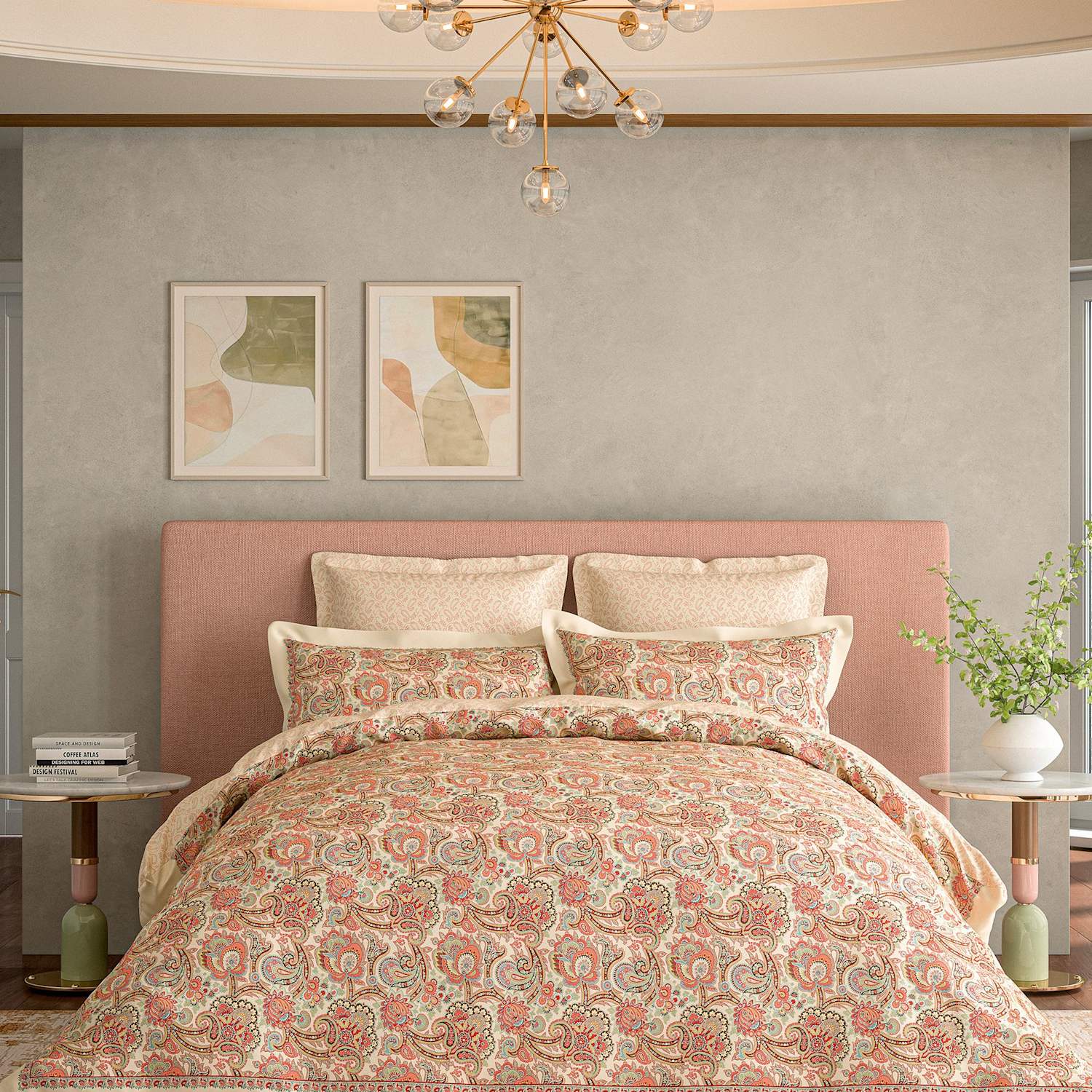V&A Pure Cotton Elysian Bedding Set - Double (4 ft 6) - Multi - Available at M&S