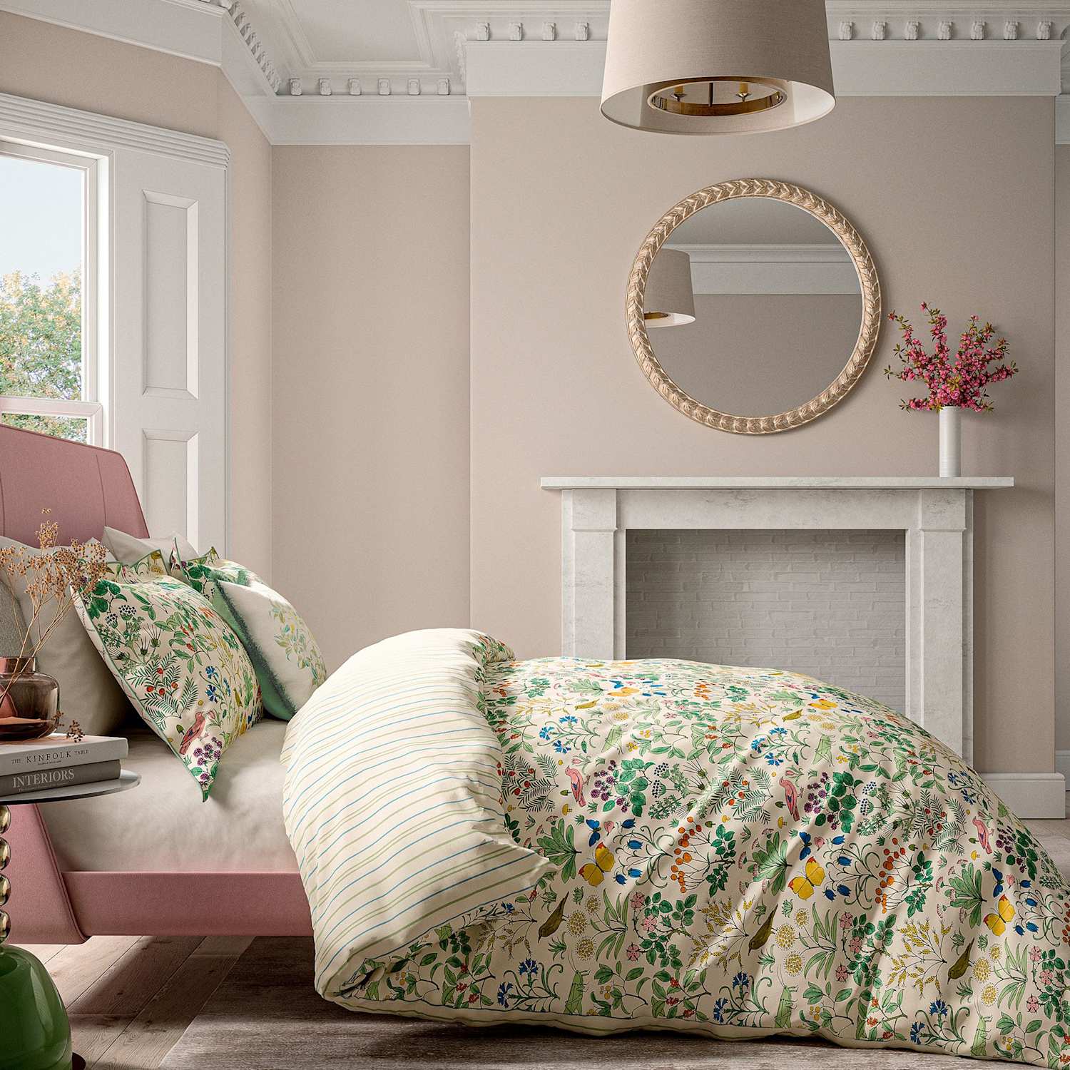 V&A Pure Cotton Wild Garden Bedding Set - Double (4 ft 6) - Multi - Available at M&S