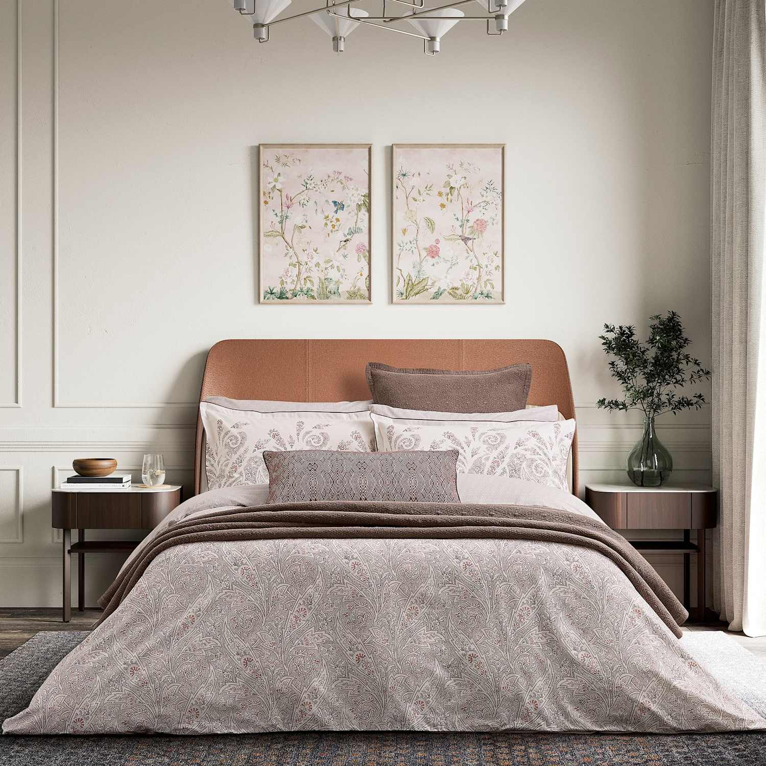 Bedeck Of Belfast Pure Cotton Umma Bedding Set - King Size (5 ft) - Beige Mix - Available at M&S
