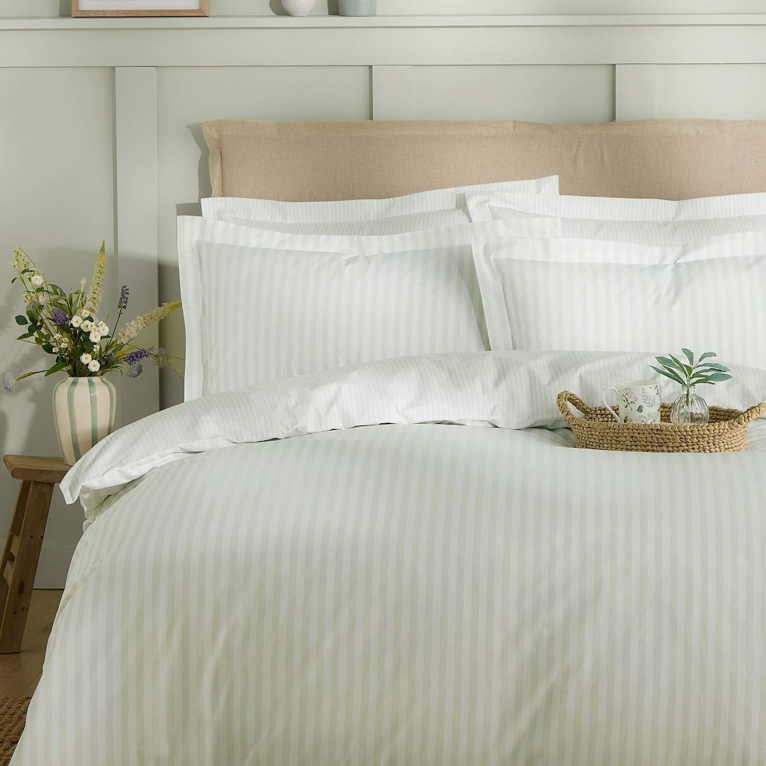 Sophie Allport Pure Cotton Uppingham Stripe Bedding Set - Single (3 ft) - White Mix - Available at M&S