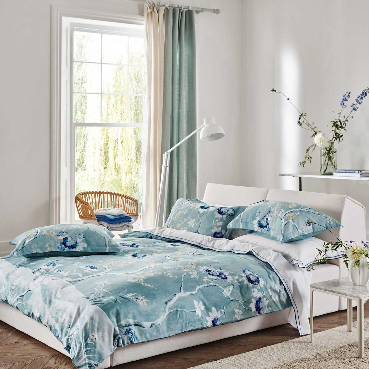 Designers Guild Manohari Pure Cotton Sateen Bedding Set - Single (3 ft) - Blue Mix - Available at M&S