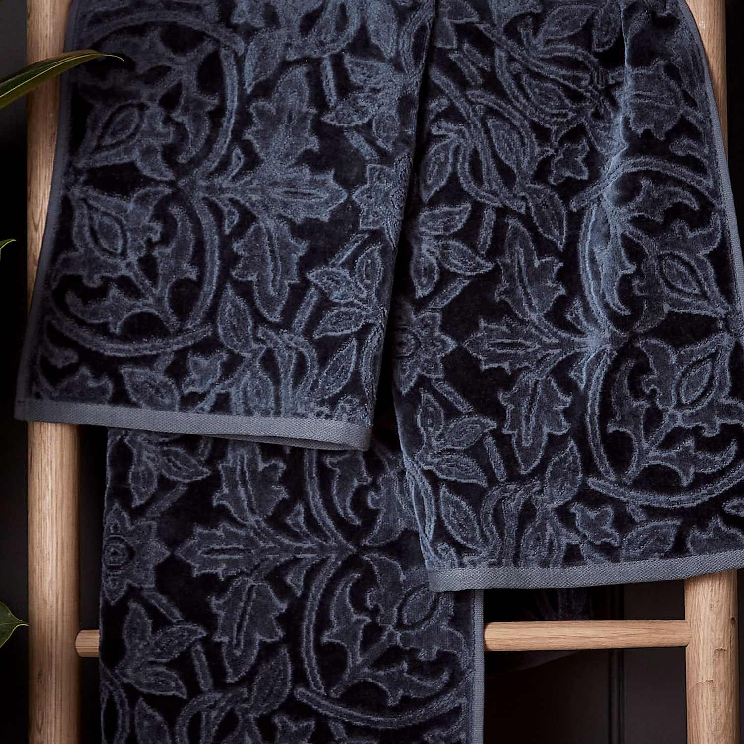 Morris & Co Unisex Cotton Rich St James Jacquard Towel - Bath Towel - Navy Mix - Available at M&S