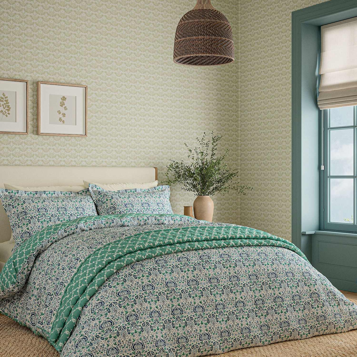 Morris & Co Pure Cotton Little Chintz Bedding Set - Single (3 ft) - Blue Mix - Available at M&S