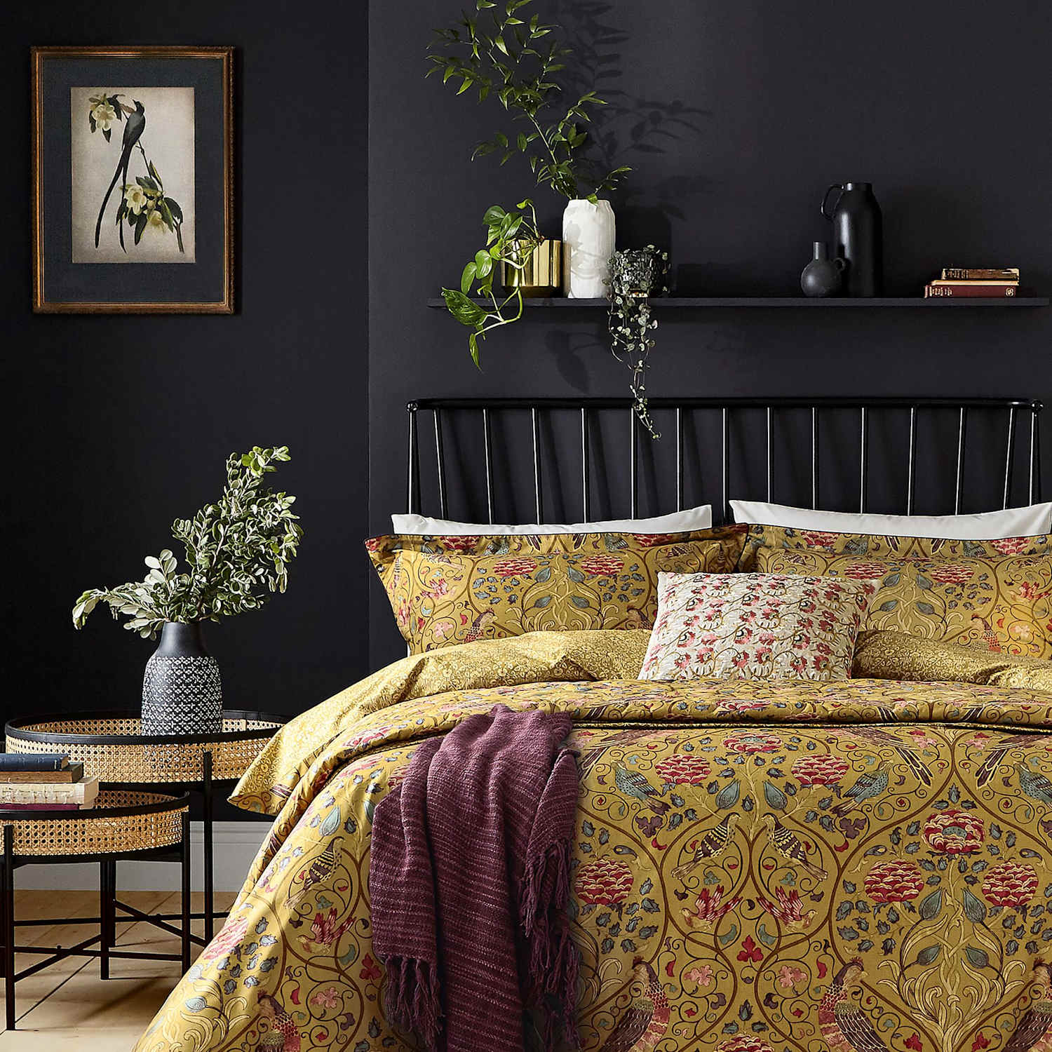 Morris & Co Pure Cotton Seasons By May Bedding Set - King Size (5 ft) - Gold Mix - Available at M&S