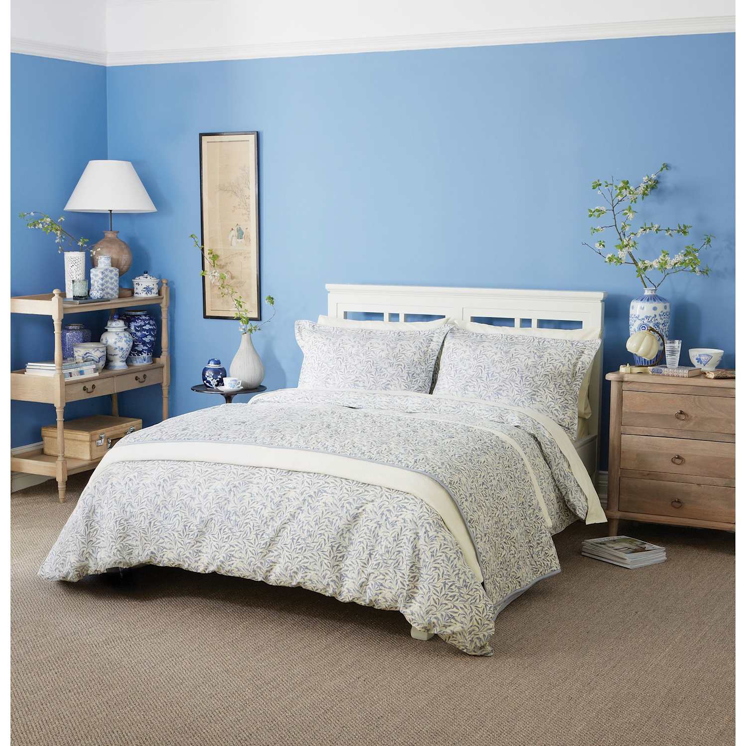 Morris & Co Pure Cotton Willow Bough Bedding Set - Double (4 ft 6) - Blue Mix - Available at M&S