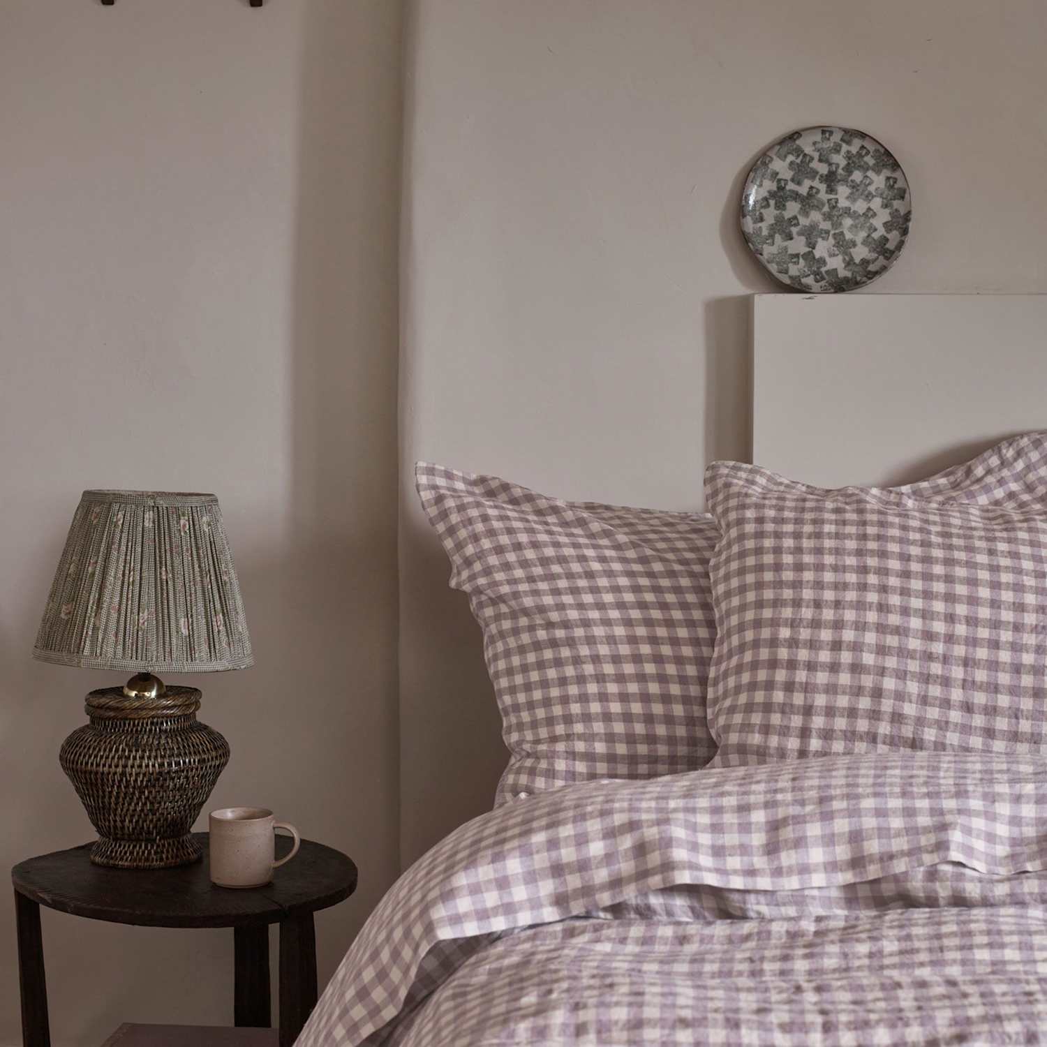 Piglet In Bed Linen Rich Gingham Duvet Cover - Super King Size (6 ft) - Light Pink Mix - Available at M&S