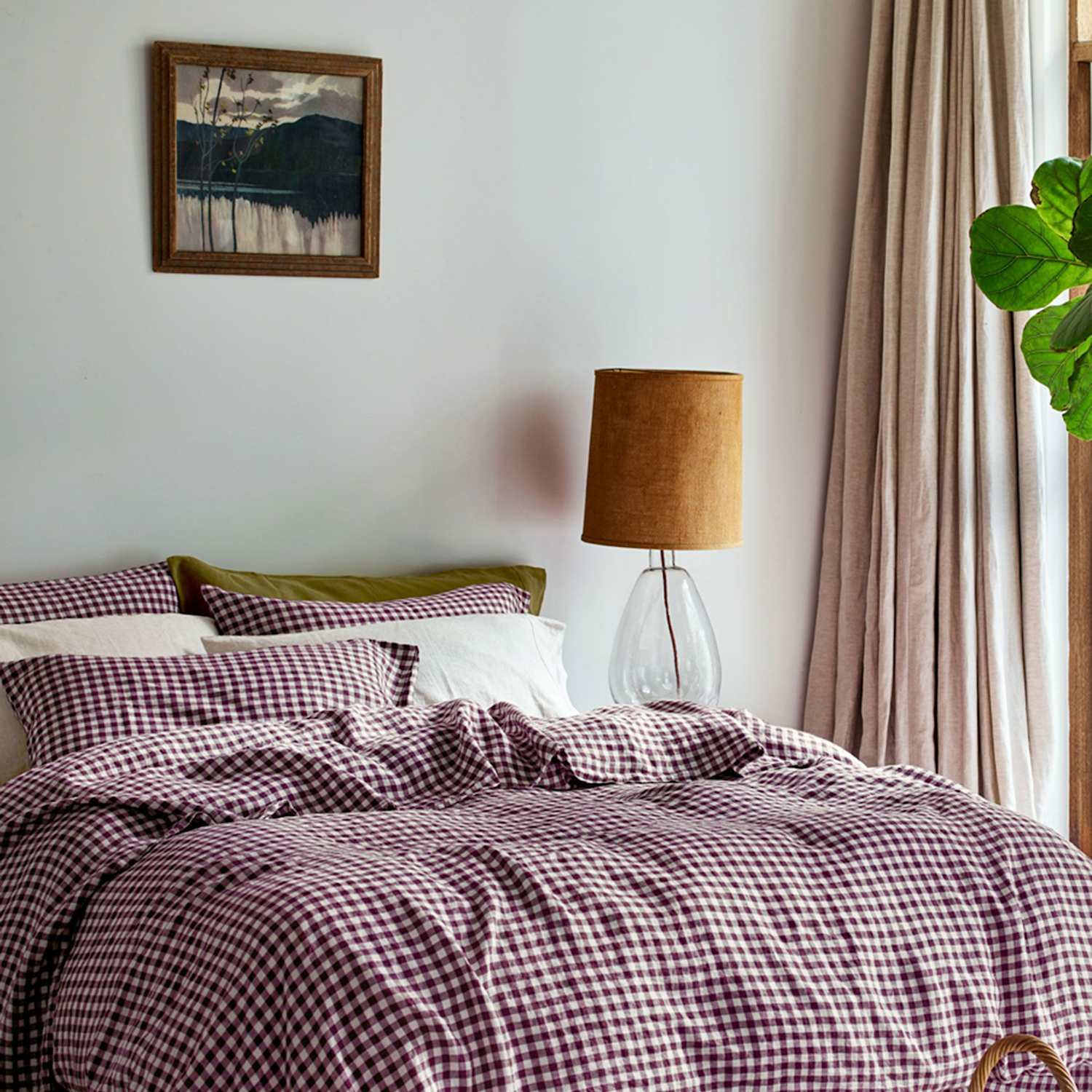 Piglet In Bed Linen Rich Gingham Duvet Cover - Single (3 ft) - Purple Mix - Available at M&S