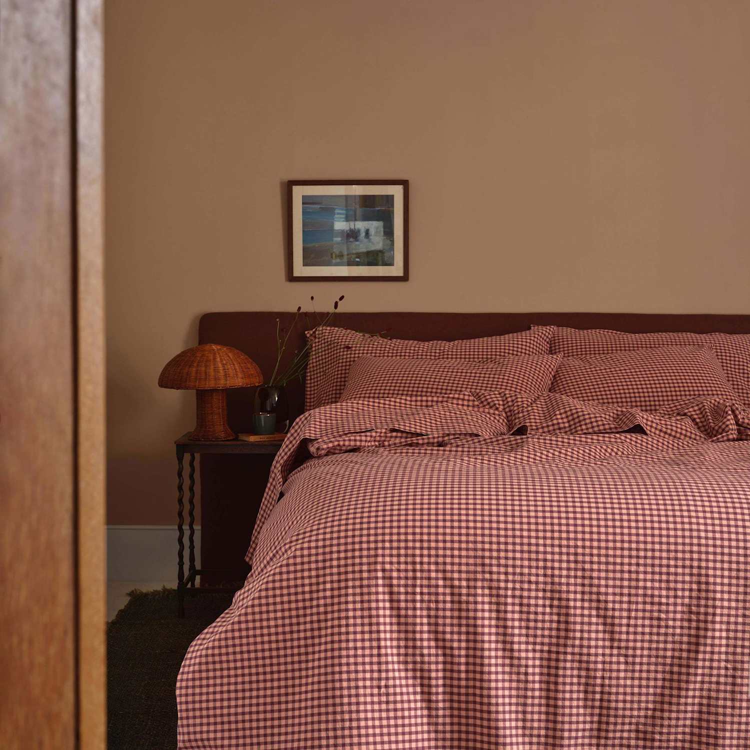 Piglet In Bed Washed Cotton Gingham Duvet Cover - Super King Size (6 ft) - Pink Mix - Available at M&S