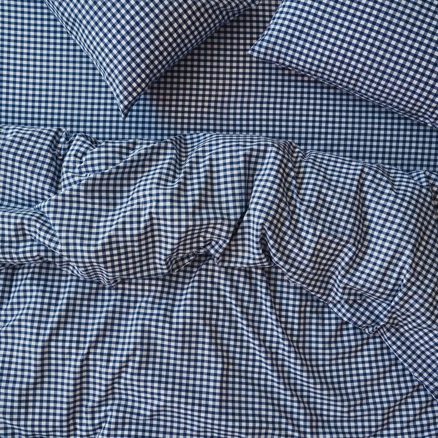 Piglet In Bed Washed Cotton Gingham Duvet Cover - King Size (5 ft) - Blue Mix - Available at M&S