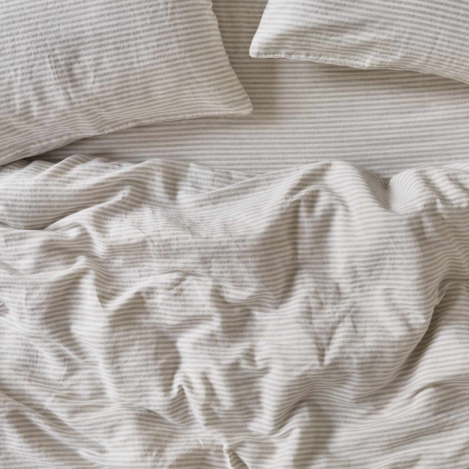 Piglet In Bed Pure Linen Striped Duvet Cover - King Size (5 ft) - Oatmeal Mix - Available at M&S