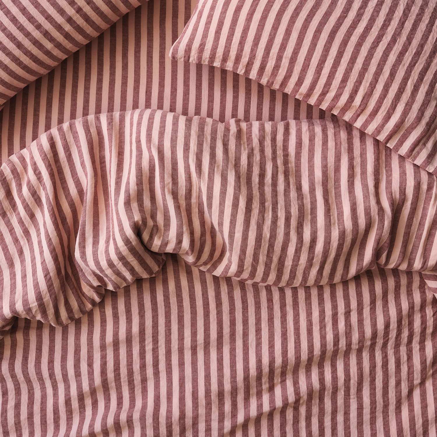Piglet In Bed Linen Rich Pembroke Stripe Duvet Cover - Double (4 ft 6) - Red Mix - Available at M&S
