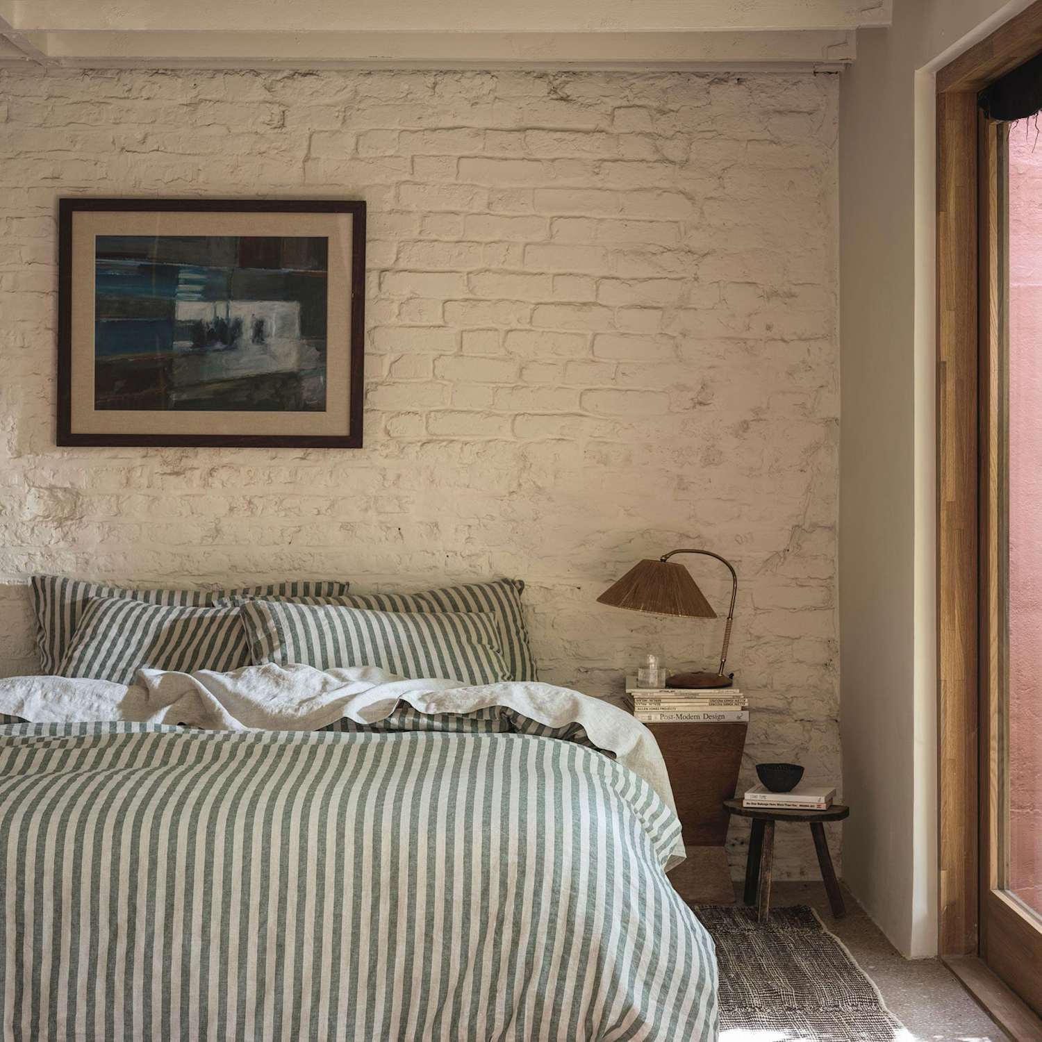 Piglet In Bed Linen Rich Pembroke Stripe Duvet Cover - Super King Size (6 ft) - Green Mix - Available at M&S