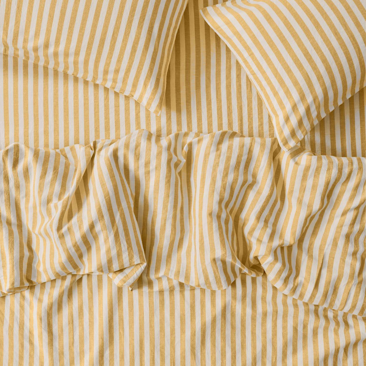 Piglet In Bed Linen Rich Pembroke Stripe Duvet Cover - Super King Size (6 ft) - Yellow Mix - Available at M&S