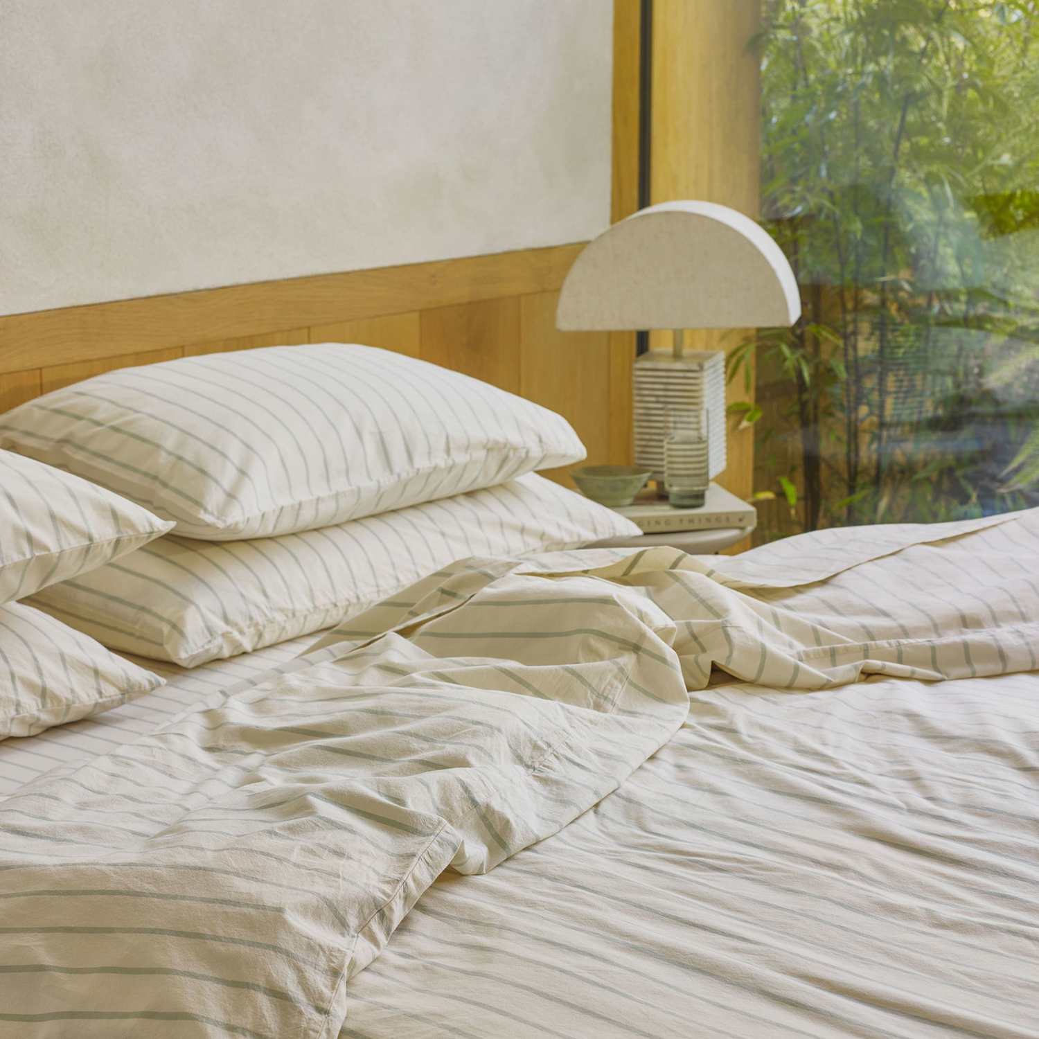 Piglet In Bed Pure Cotton Striped Duvet Cover - King Size (5 ft) - Green Mix - Available at M&S