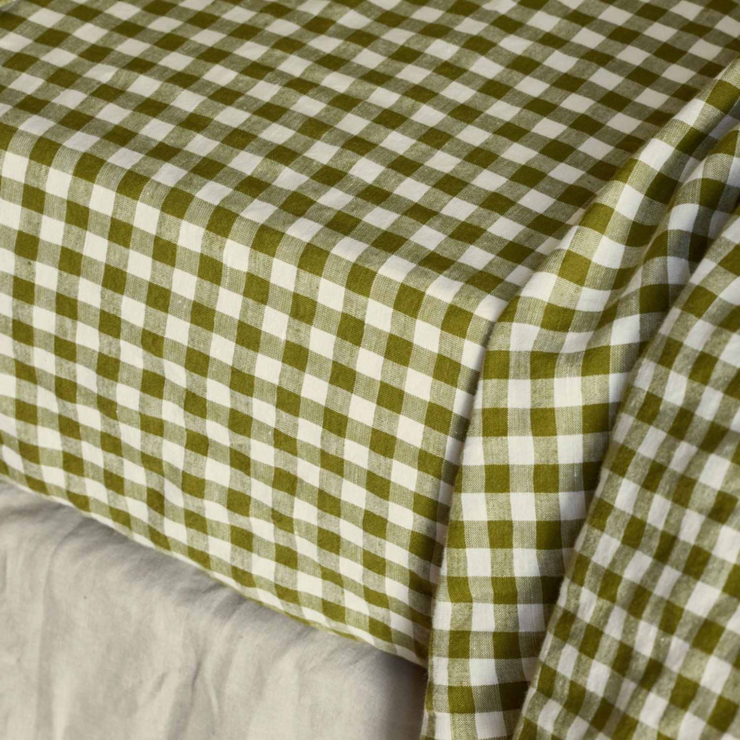 Piglet In Bed Linen Rich Gingham Fitted Sheet - Double (4 ft 6) - Green Mix - Available at M&S