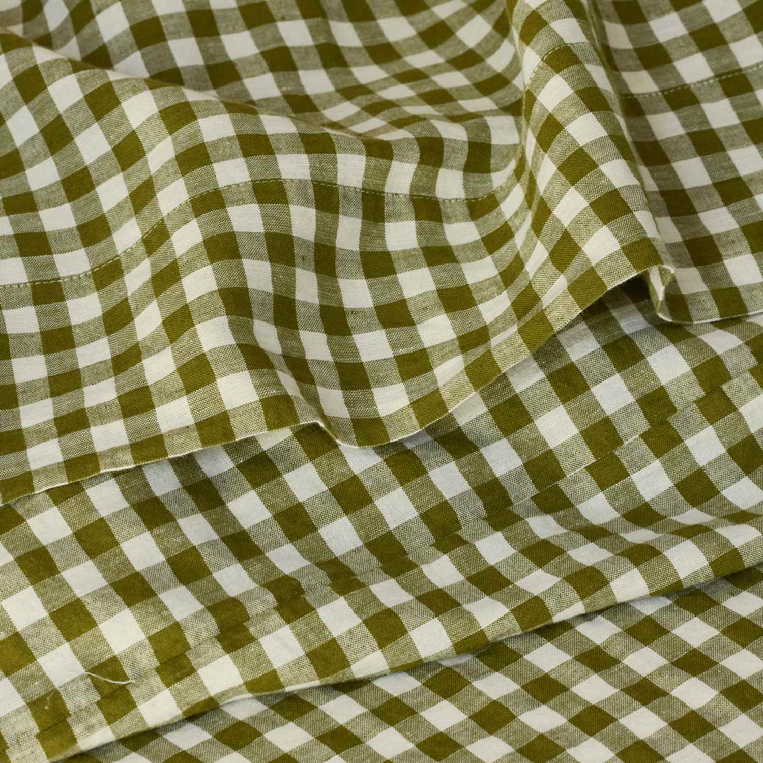 Piglet In Bed Linen Rich Gingham Flat Sheet - King Size (5 ft) - Green Mix - Available at M&S