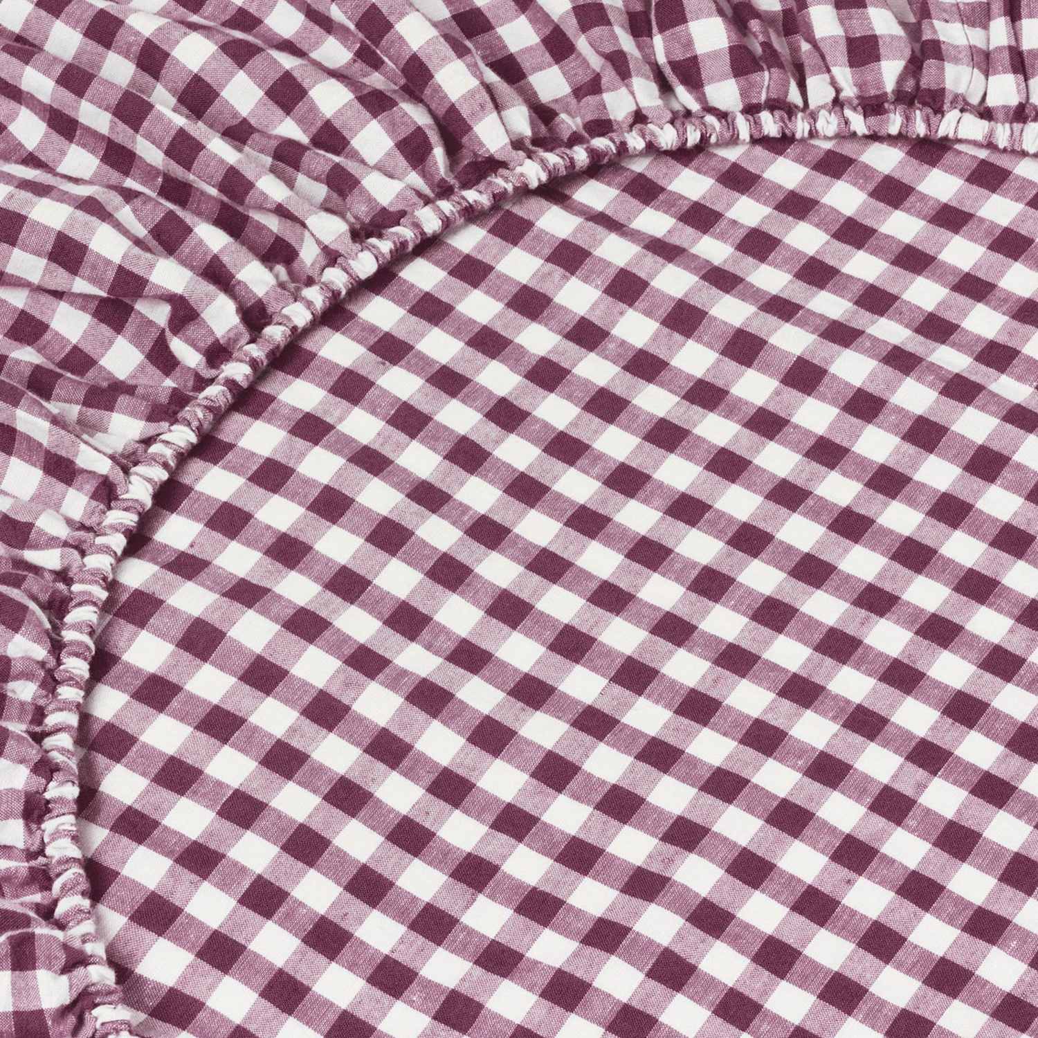 Piglet In Bed Pure Linen Gingham Fitted Sheet - Single (3 ft) - Purple Mix - Available at M&S