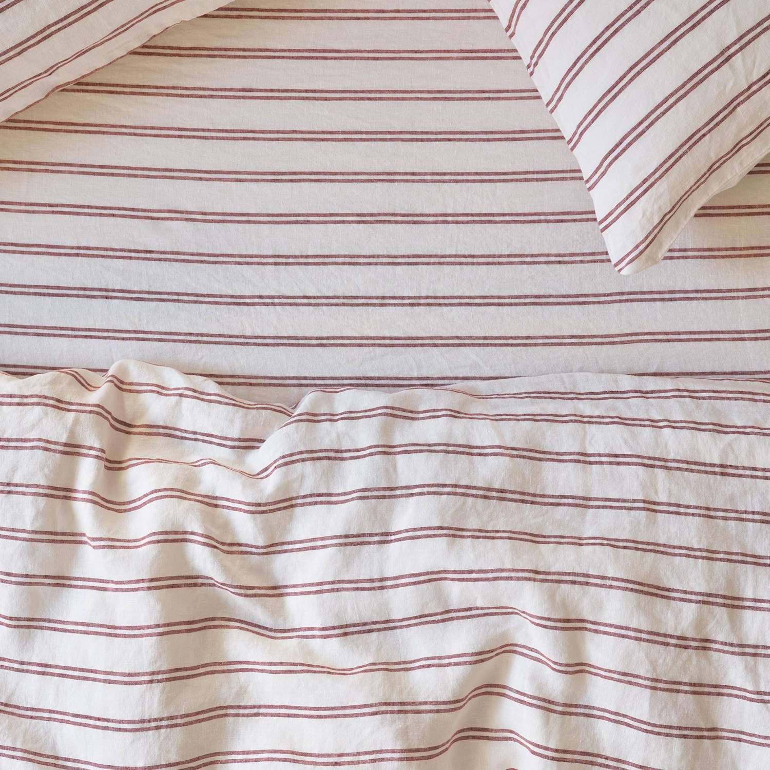 Piglet In Bed Linen Rich Kemptown Stripe Fitted Sheet - Double (4 ft 6) - Red Mix - Available at M&S