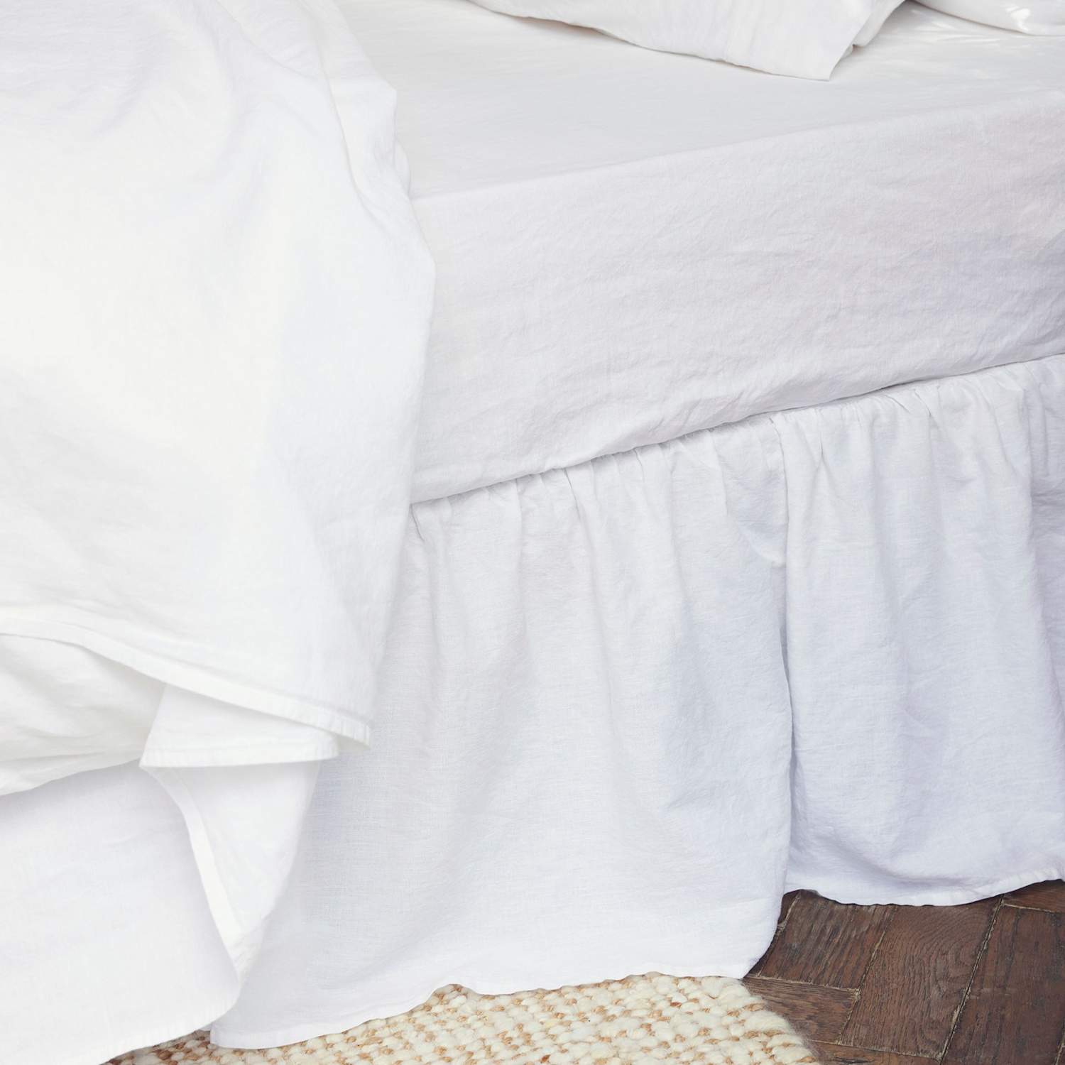 Piglet In Bed Pure Linen Valance Sheet - Double (4 ft 6) - White - Available at M&S