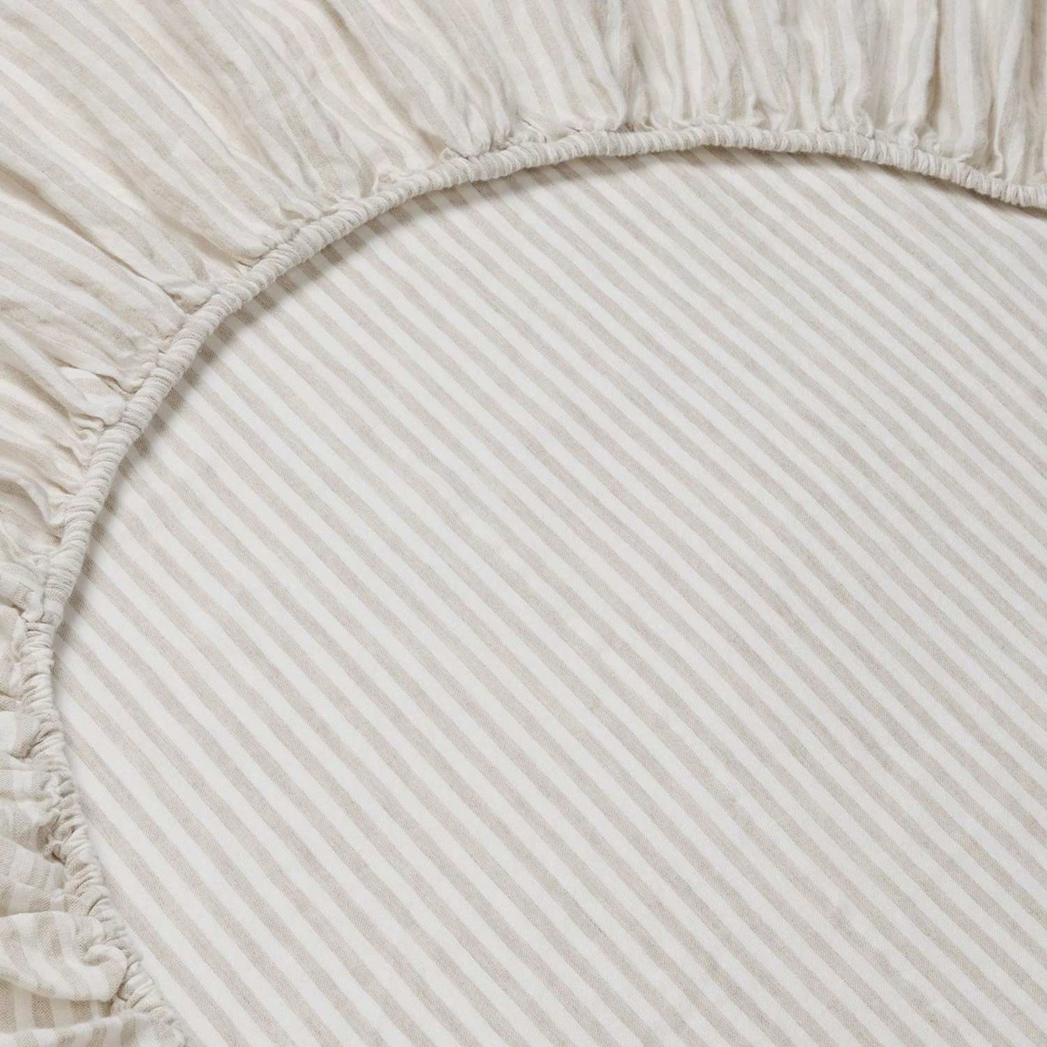 Piglet In Bed Pure Linen Striped Fitted Sheet - Single (3 ft) - Oatmeal Mix - Available at M&S