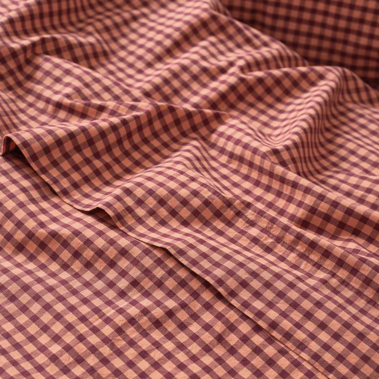Piglet In Bed Pure Cotton Gingham Flat Sheet - Super King Size (6 ft) - Brown Mix - Available at M&S