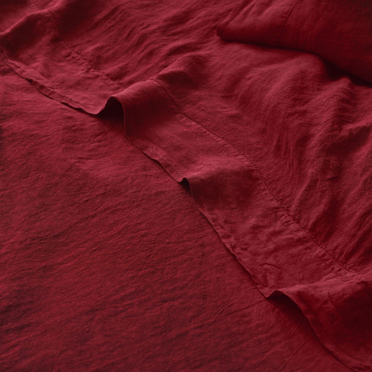 Piglet In Bed Pure Linen Flat Sheet - Single (3 ft) - Red - Available at M&S