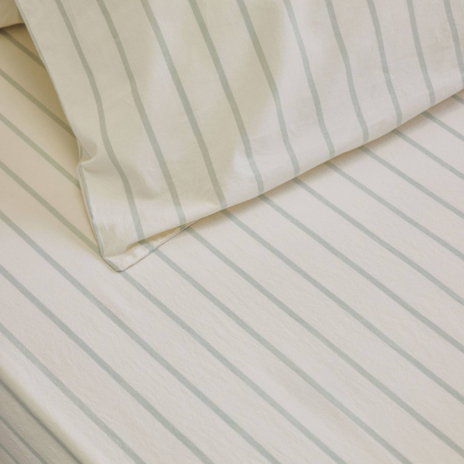 Piglet In Bed Pure Cotton Striped Fitted Sheet - King Size (5 ft) - Green Mix - Available at M&S