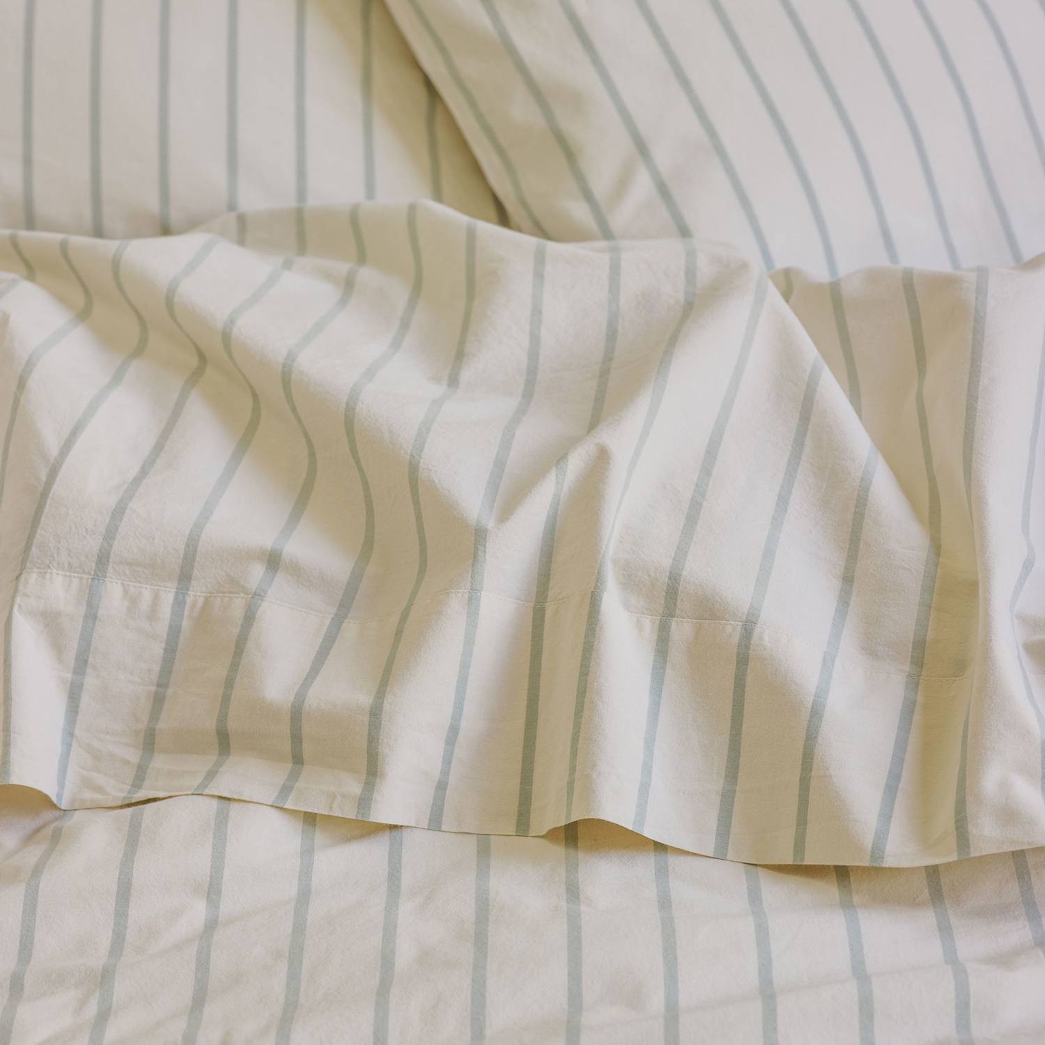 Piglet In Bed Pure Cotton Striped Flat Sheet - Super King Size (6 ft) - Beige Mix - Available at M&S