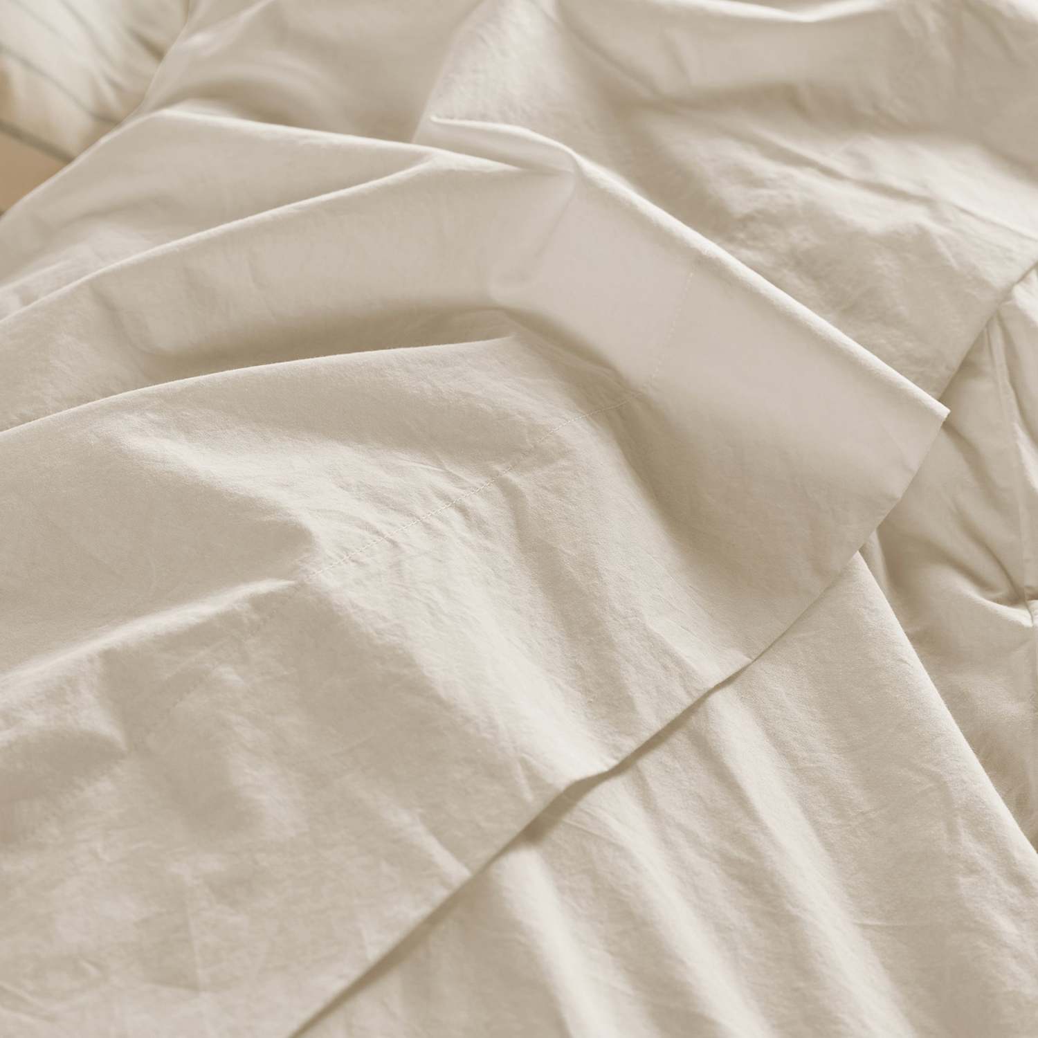 Piglet In Bed Pure Washed Cotton Percale Flat Sheet - Single (3 ft) - Cream - Available at M&S