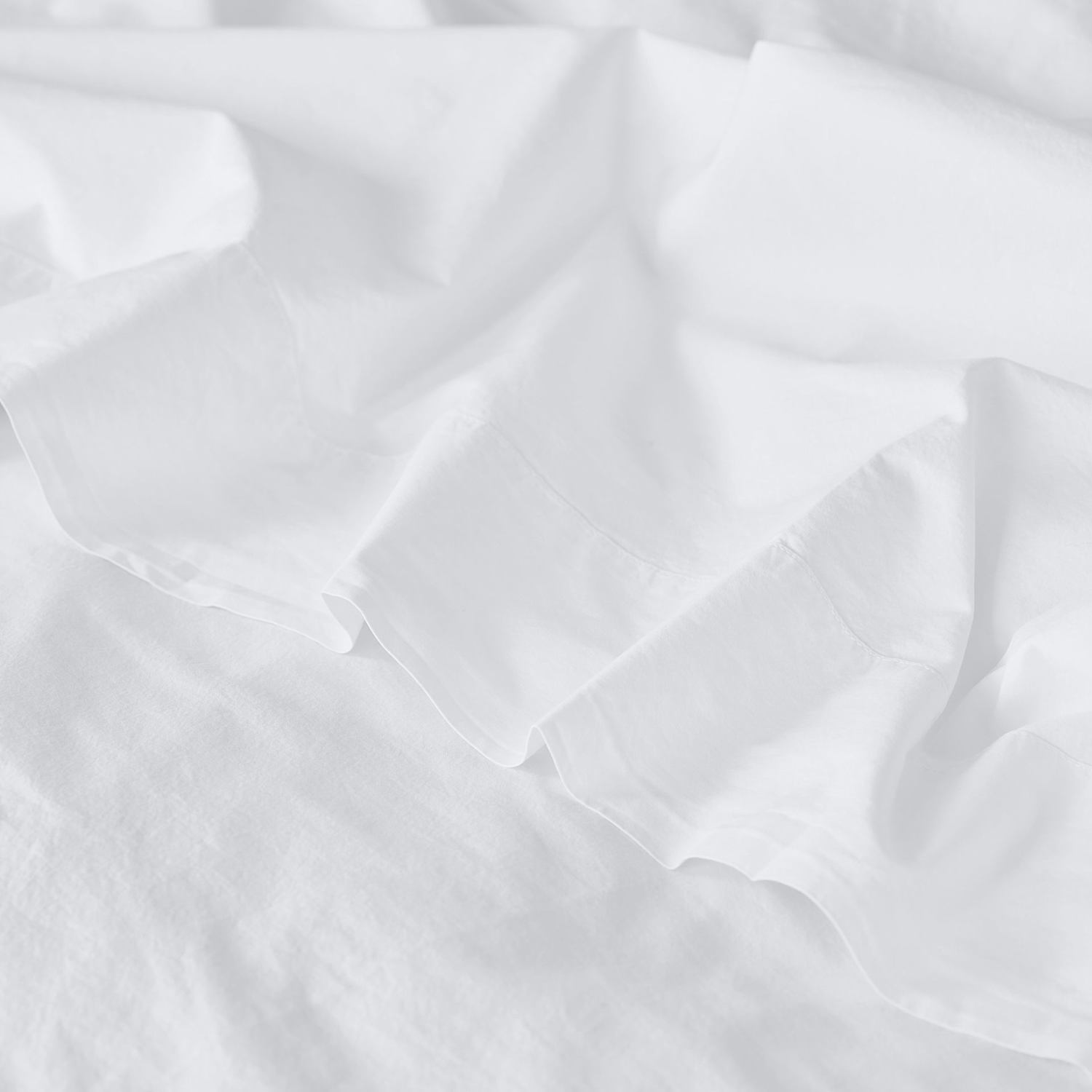 Piglet In Bed Pure Washed Cotton Percale Flat Sheet - Single (3 ft) - White - Available at M&S