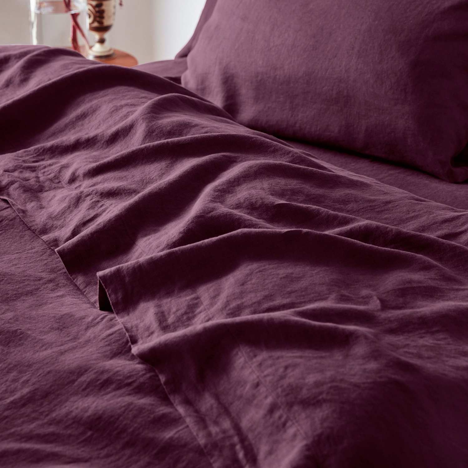 Piglet In Bed Linen Rich Flat Sheet - Single (3 ft) - Dark Purple - Available at M&S