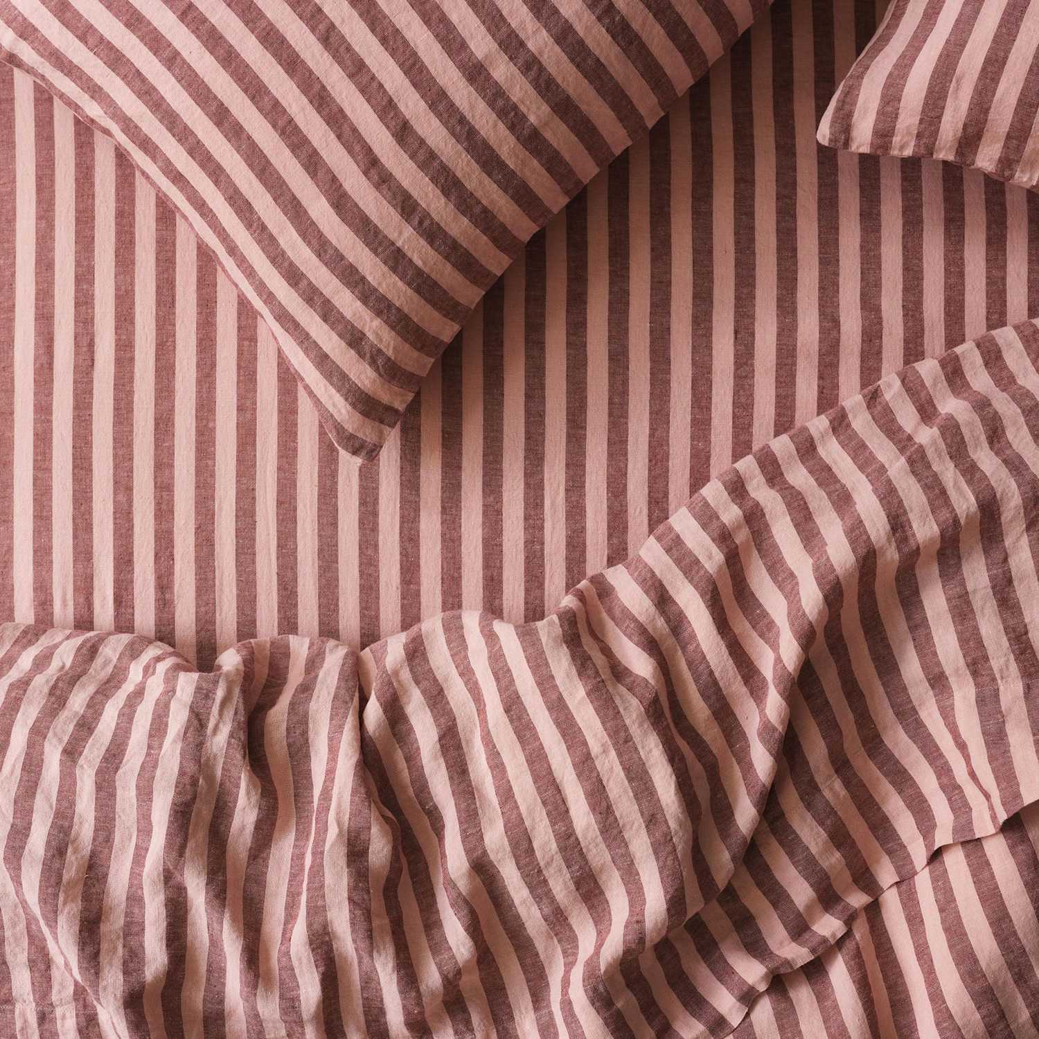 Piglet In Bed Linen Rich Pembroke Stripe Fitted Sheet - King Size (5 ft) - Pink Mix - Available at M&S