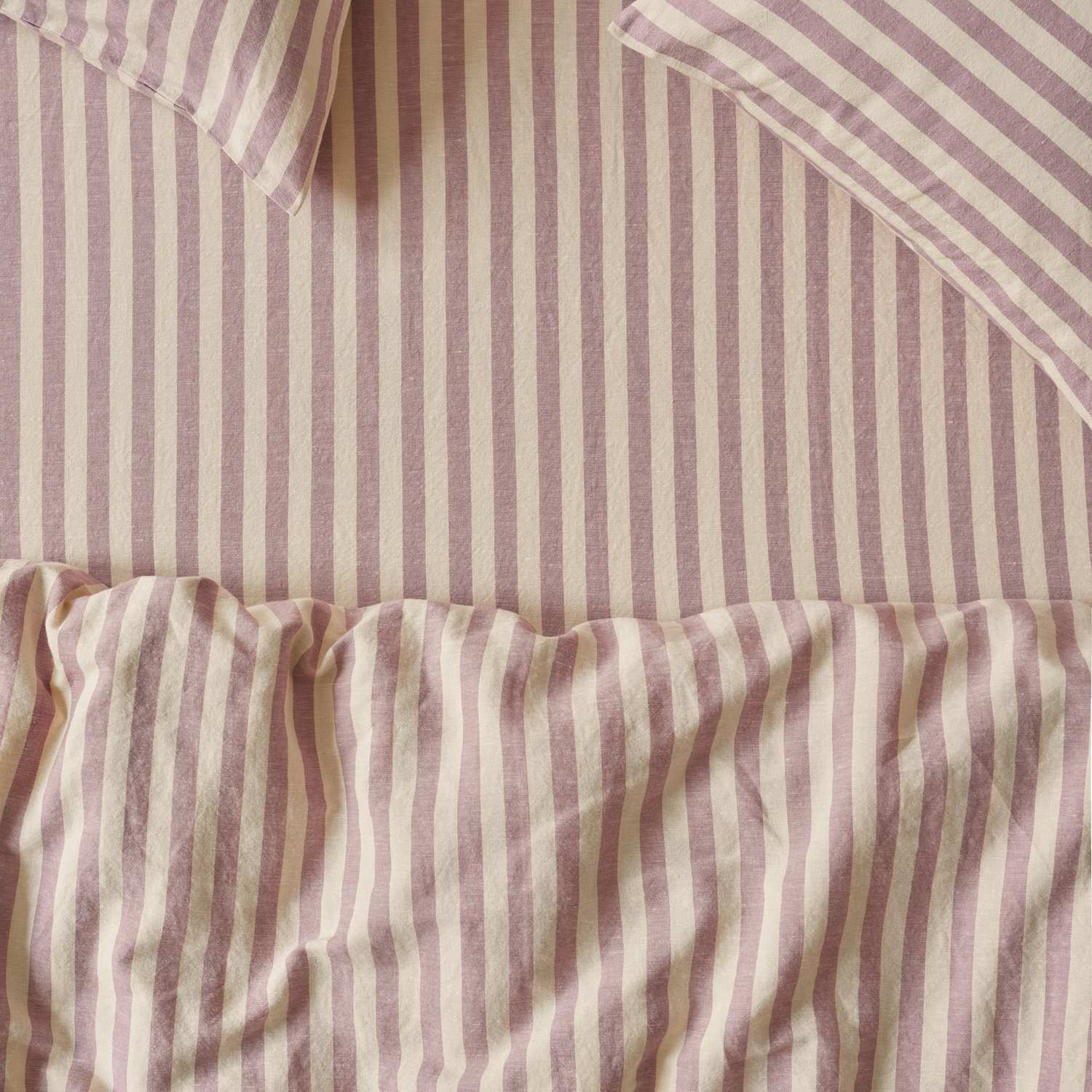 Piglet In Bed Linen Rich Pembroke Stripe Fitted Sheet - Single (3 ft) - Purple Mix - Available at M&S